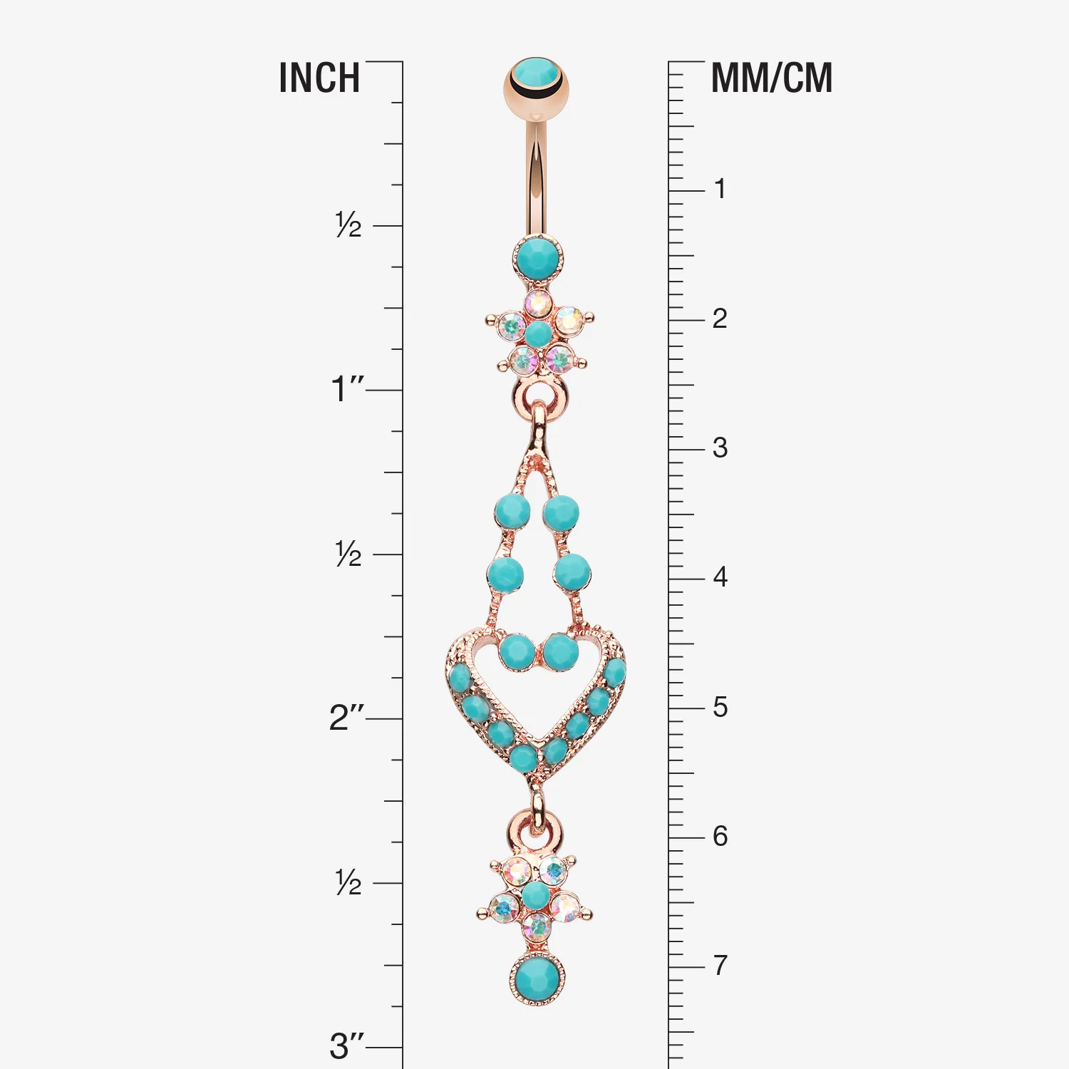 Rose Gold Flora Heart Belly Button Ring - Image 2