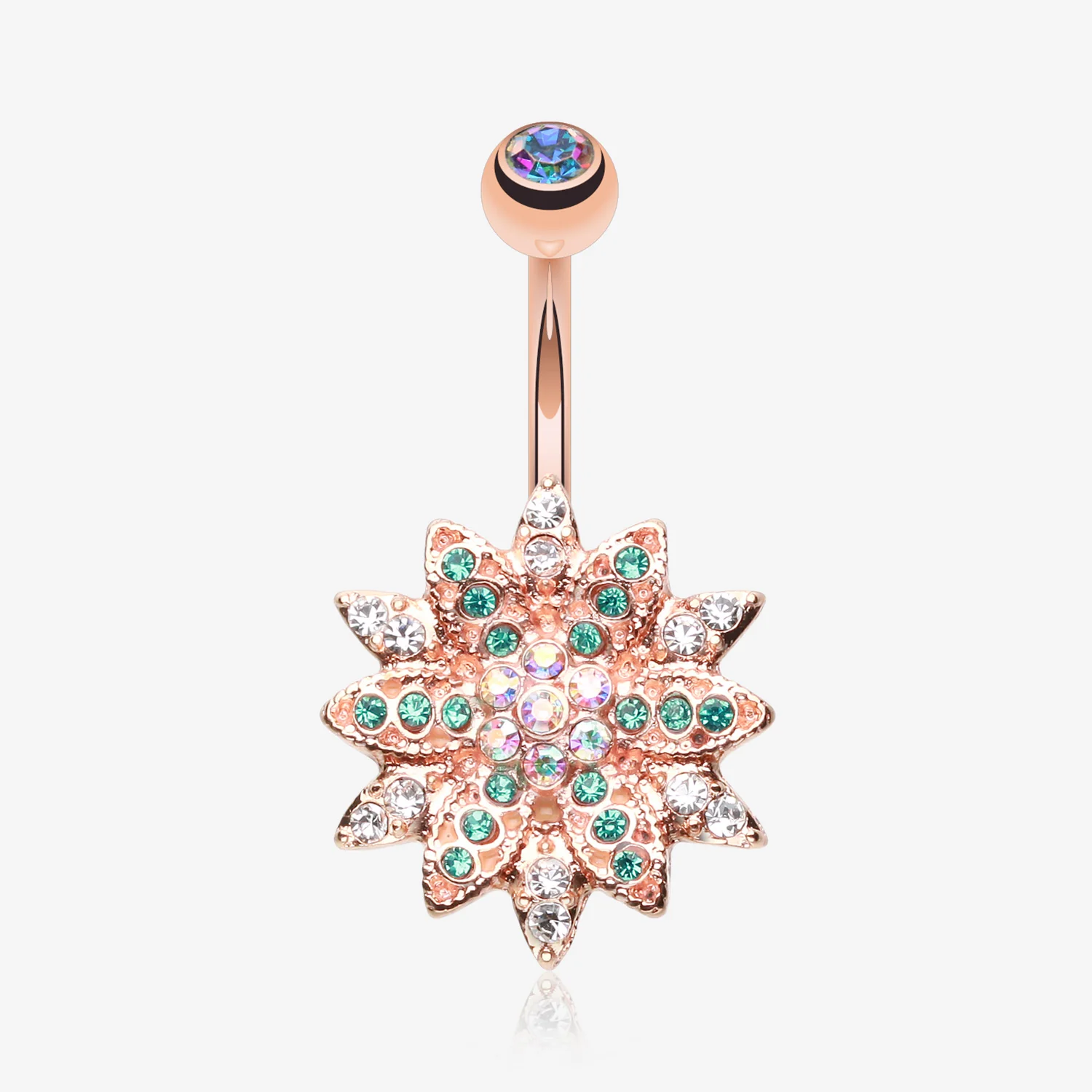 Rose Gold Flower Entice Belly Button Ring