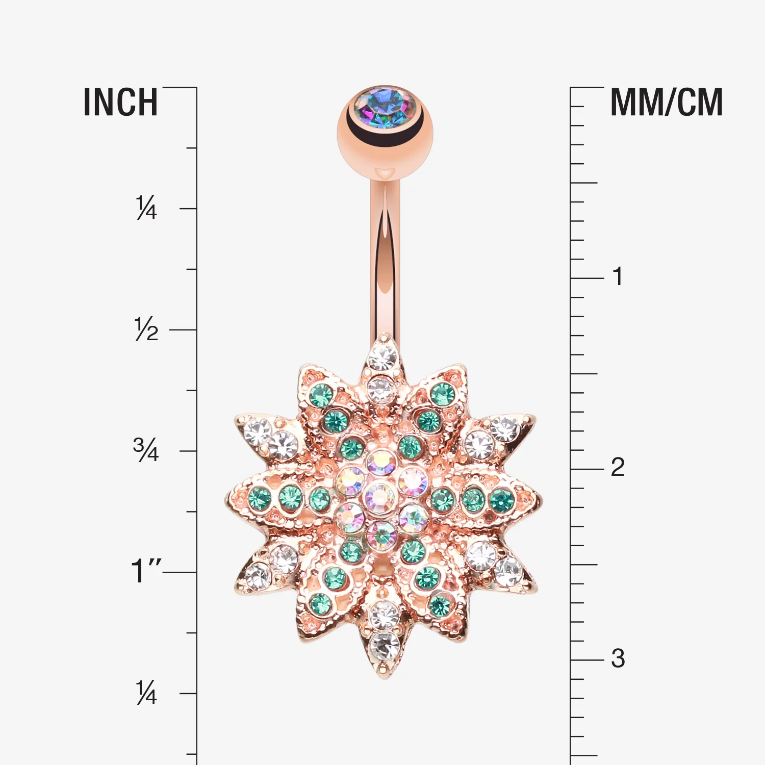 Rose Gold Flower Entice Belly Button Ring - Image 2