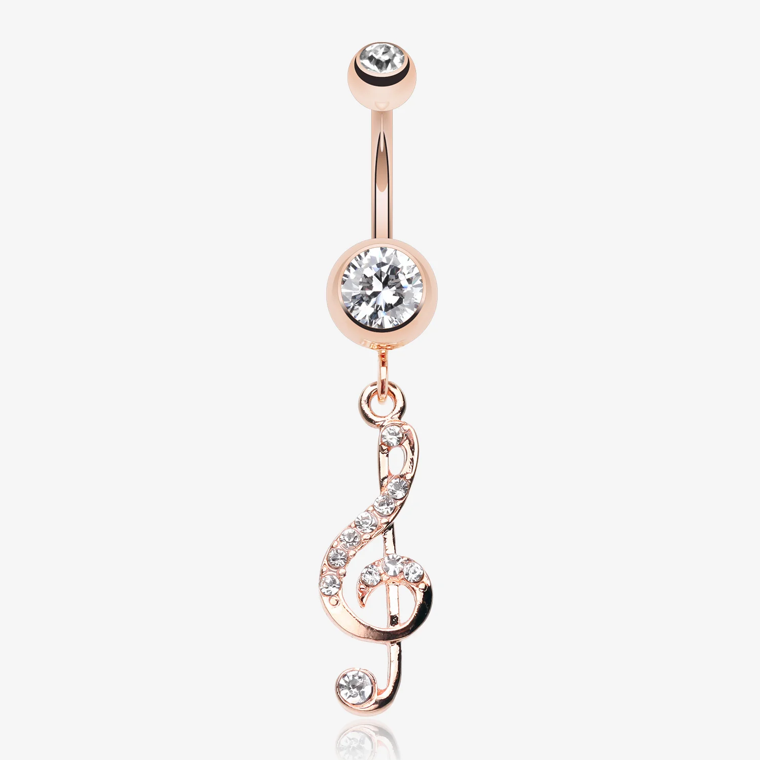 Rose Gold G Clef Sparkle Belly Button Ring