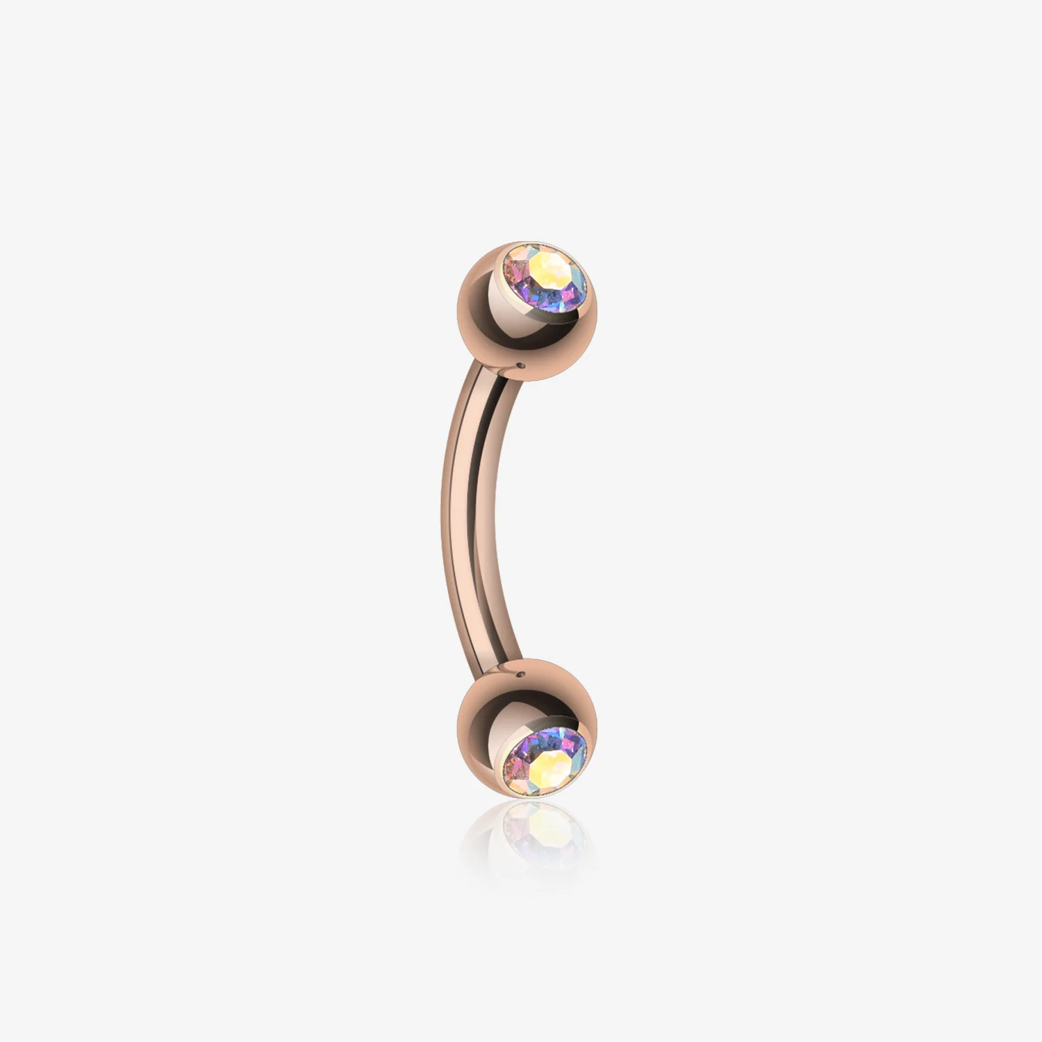 Rose Gold Gem Ball Curved Barbell