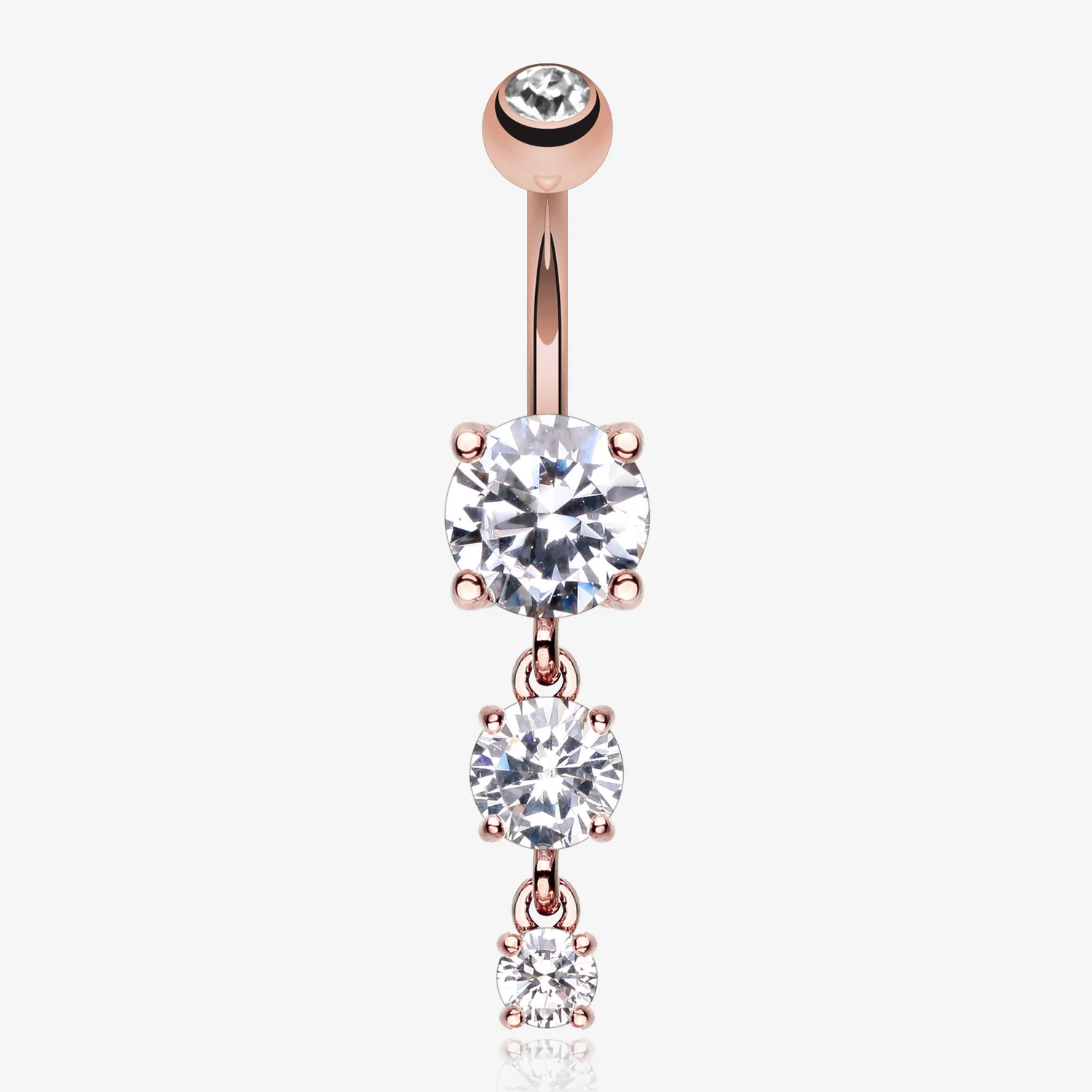 Rose Gold Gem Cascade Belly Button Ring
