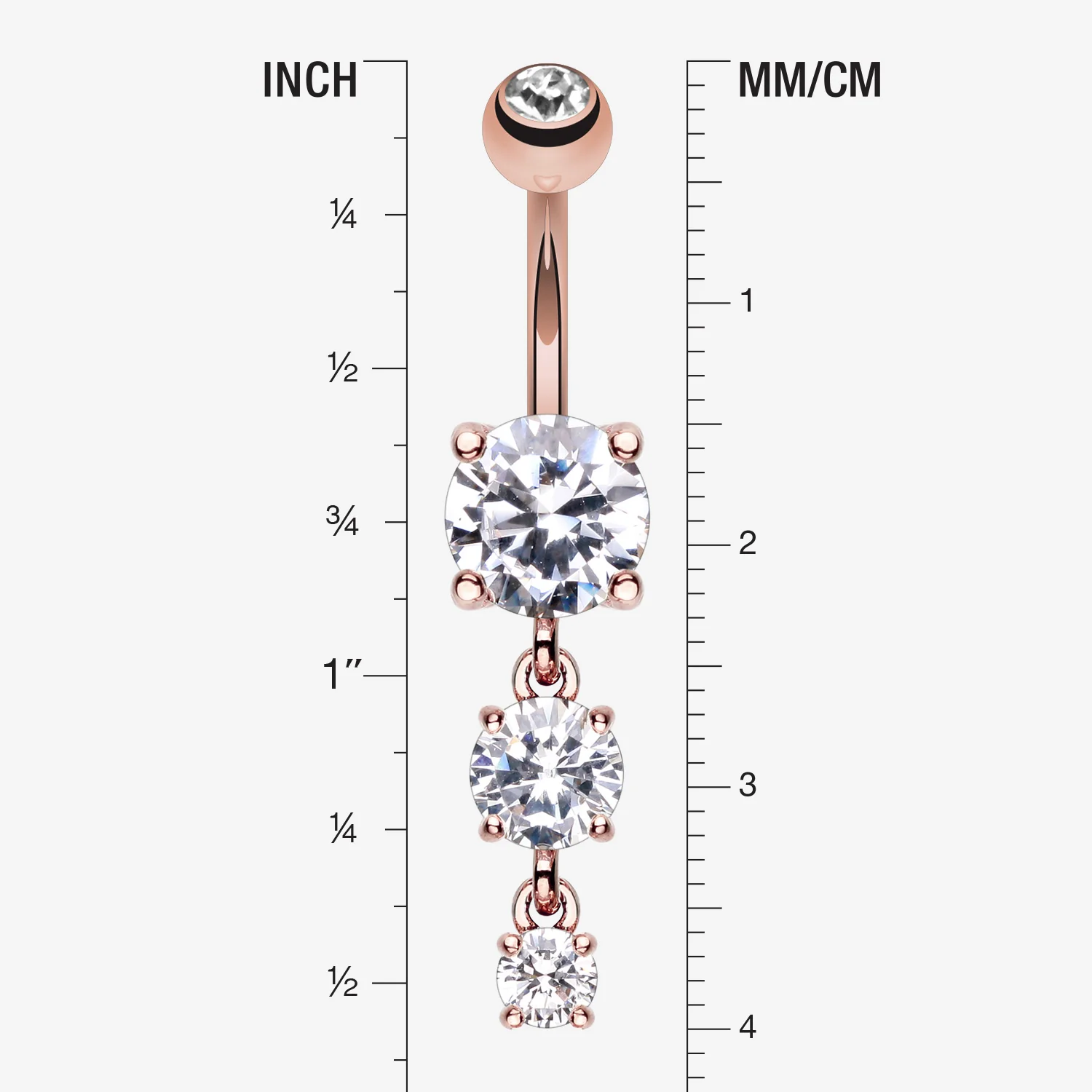 Rose Gold Gem Cascade Belly Button Ring - Image 2
