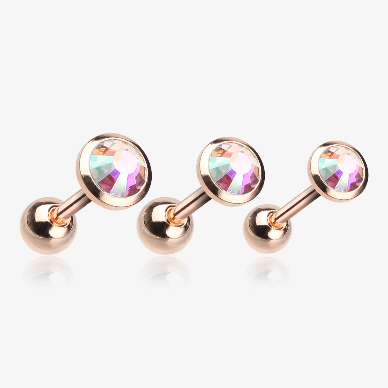 Rose Gold Gem Sparkle Cartilage Tragus Earring - Image 2