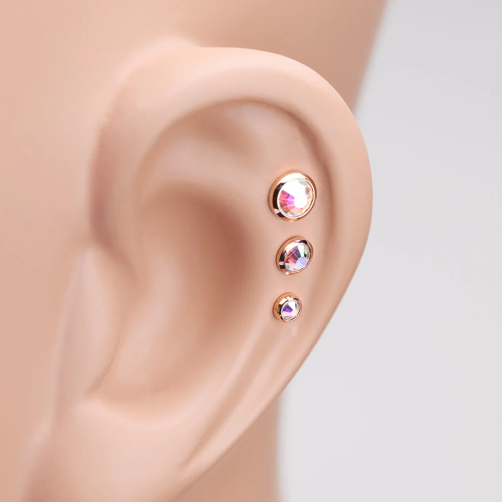Rose Gold Gem Sparkle Cartilage Tragus Earring - Image 3
