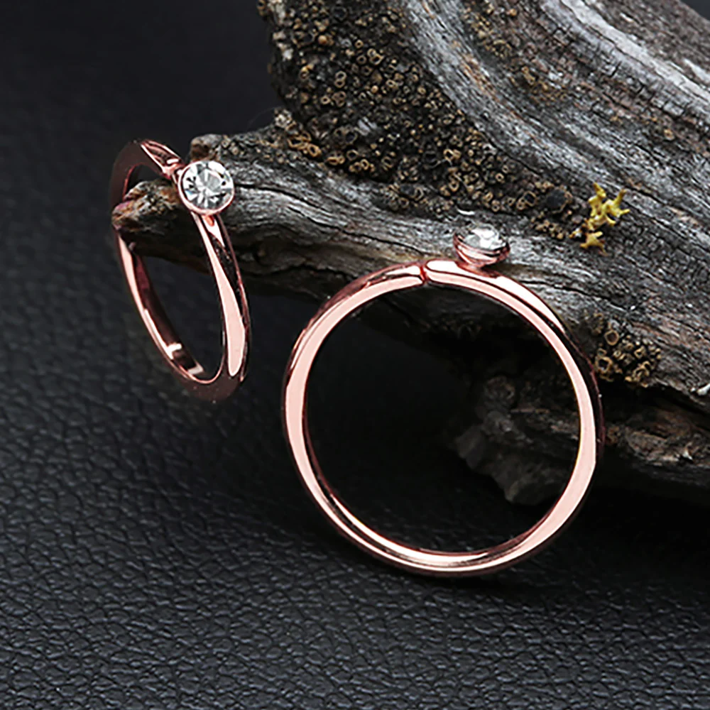 Rose Gold Gem Top Bendable Steel Hoop Ring - Image 5