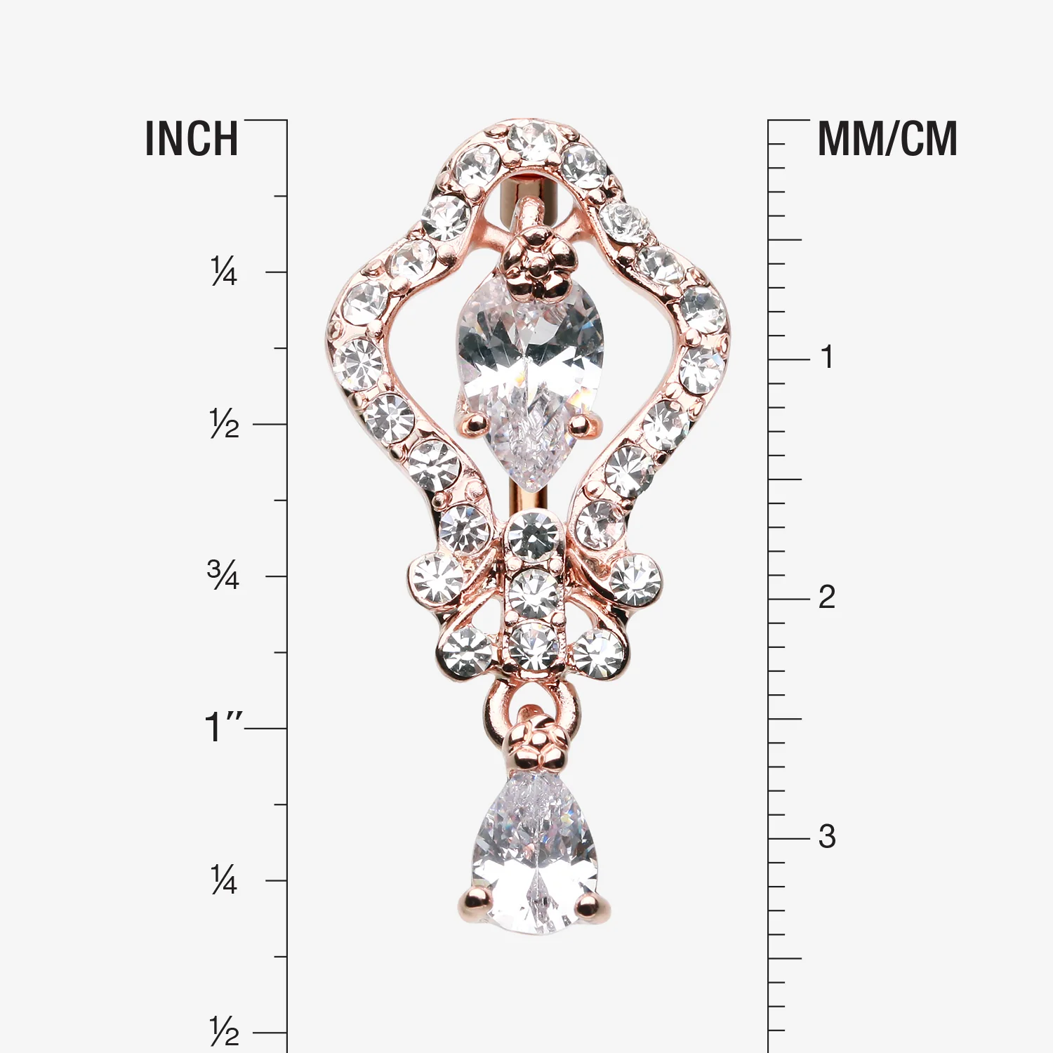 Rose Gold Hera Sparkle Reverse Belly Button Ring - Image 2