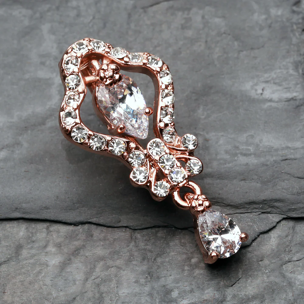 Rose Gold Hera Sparkle Reverse Belly Button Ring - Image 3