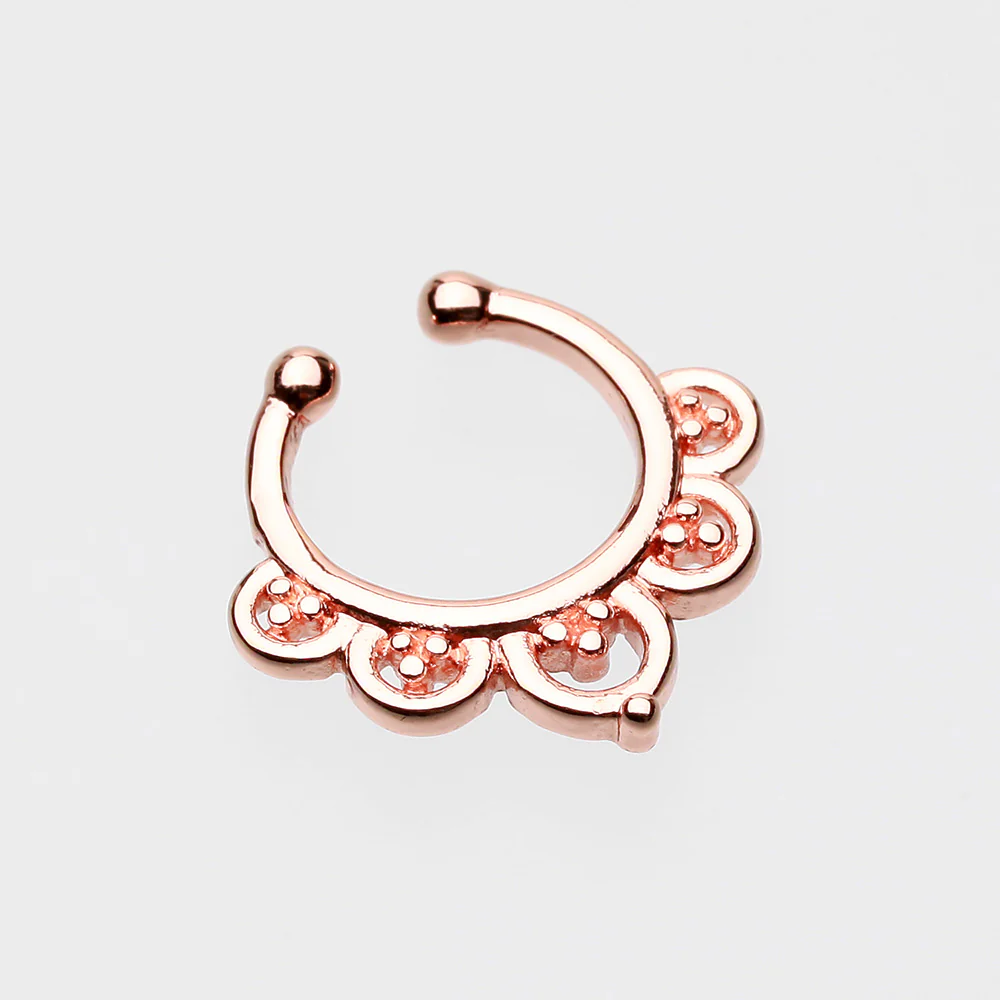 Rose Gold Imperial Filigree Fake Septum Clip-On Ring - Image 3