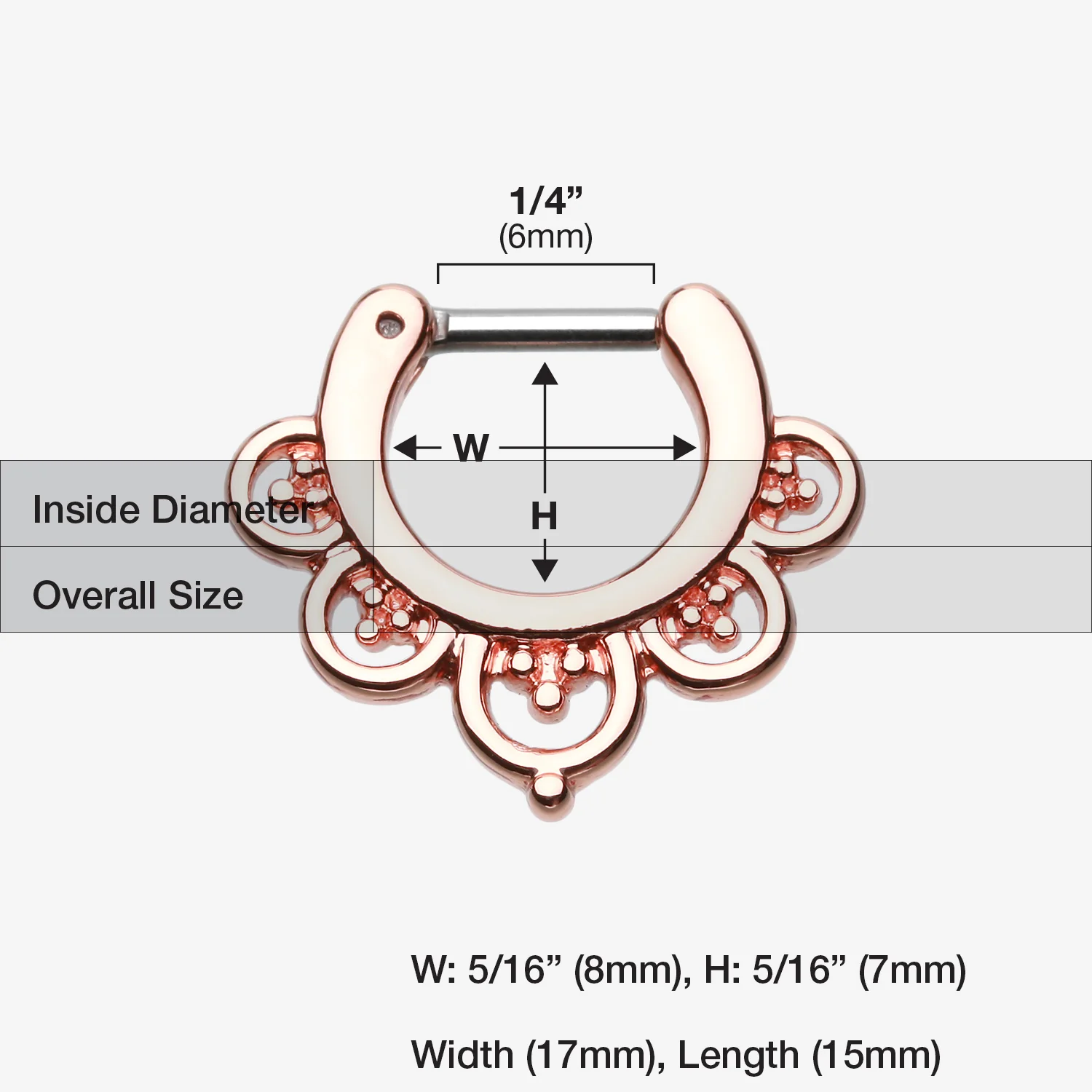 Rose Gold Imperial Filigree Septum Clicker - Image 2