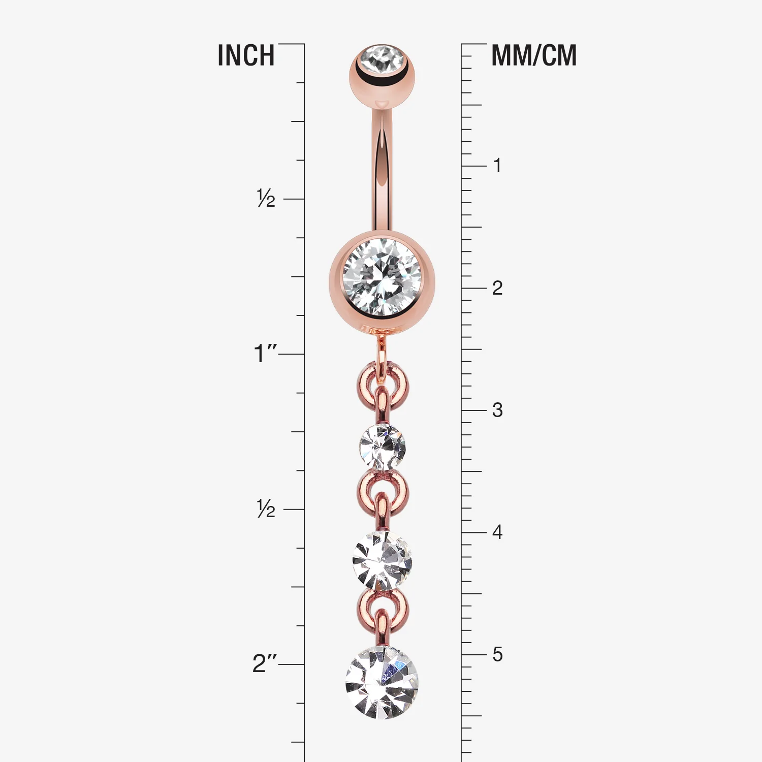 Rose Gold Journey Sparkle Belly Button Ring - Image 2