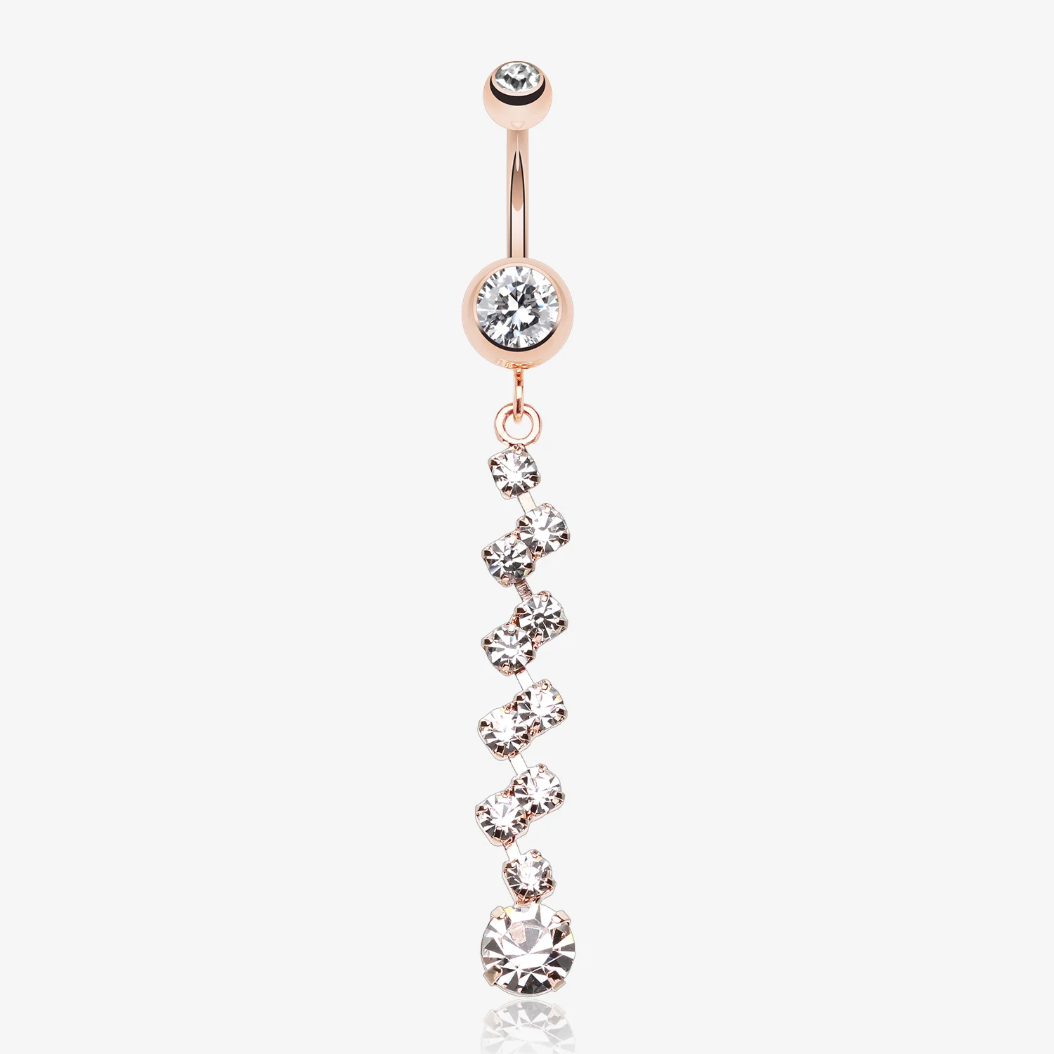 Rose Gold Journey Tier Sparkle Belly Button Ring