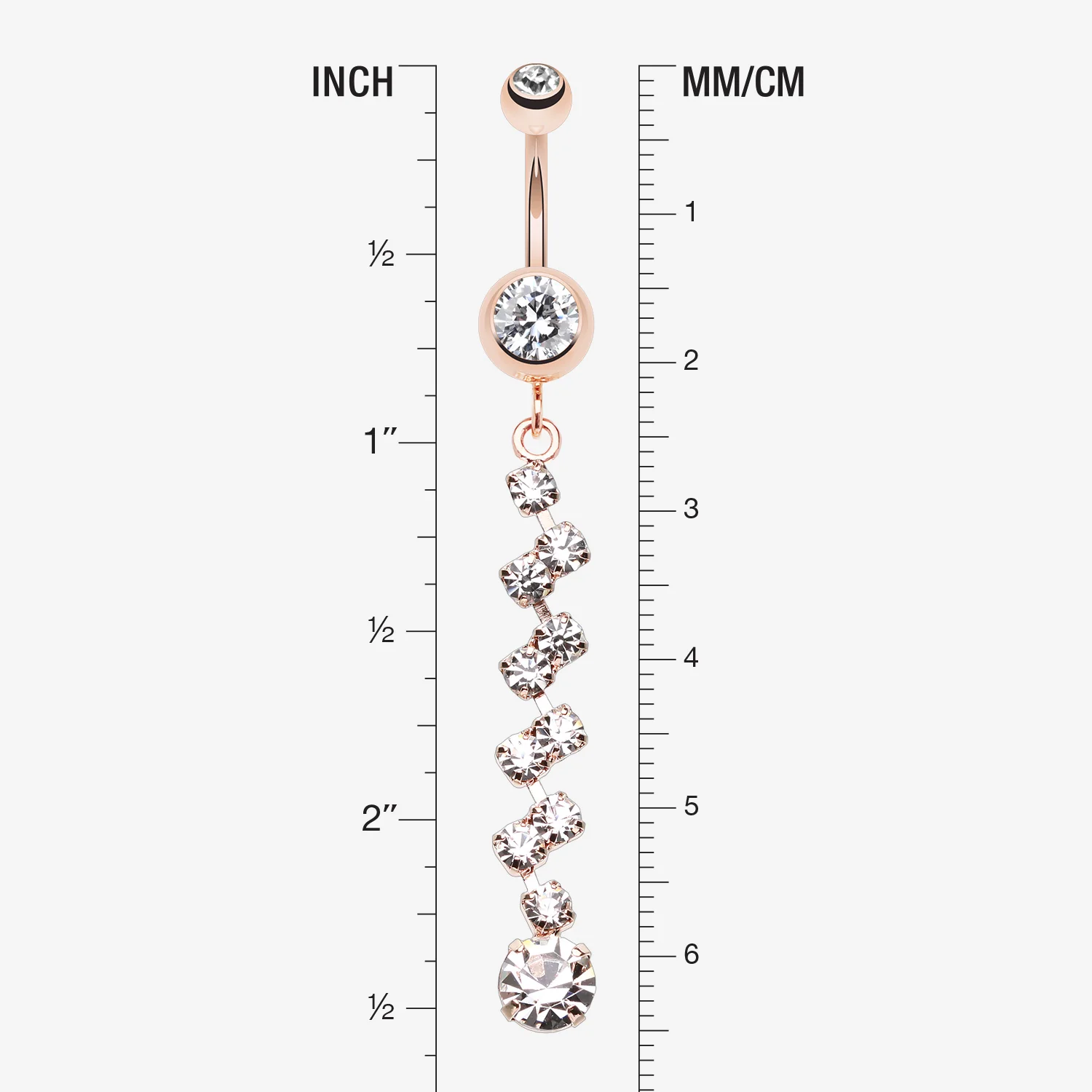 Rose Gold Journey Tier Sparkle Belly Button Ring - Image 2