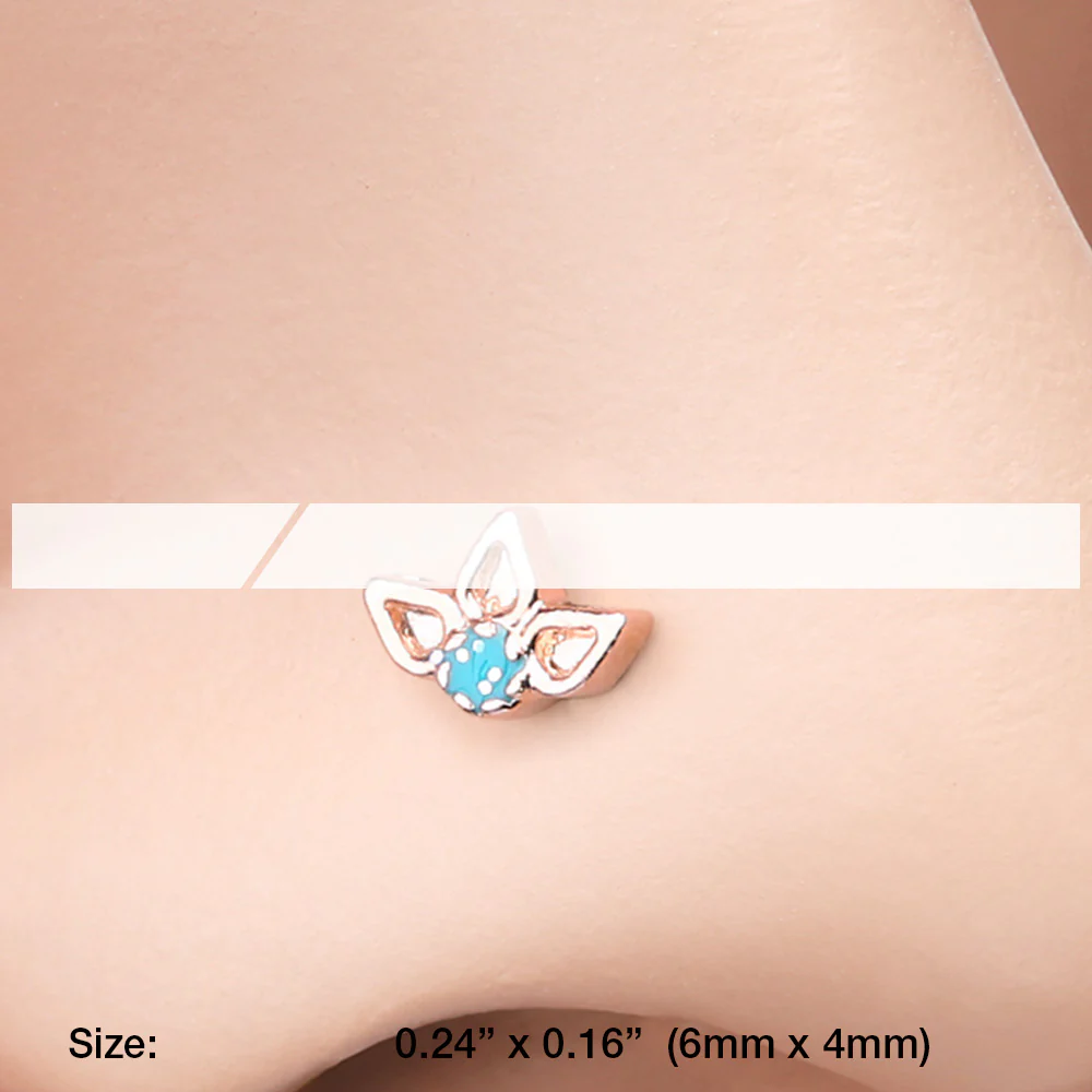 Rose Gold Lotus Ornate Sparkle L-Shaped Nose Ring - Image 3