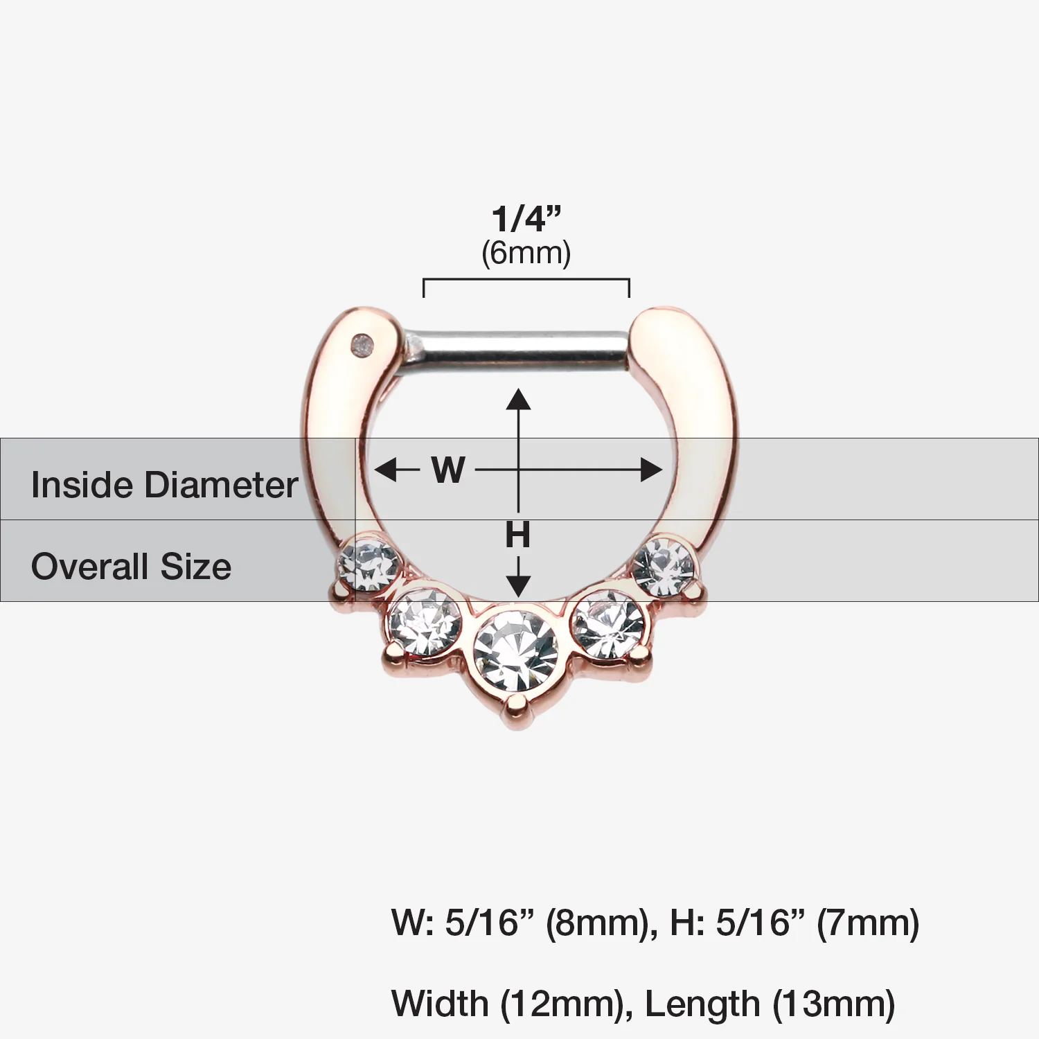 Rose Gold Multi-Gem Precia Septum Clicker - Image 2