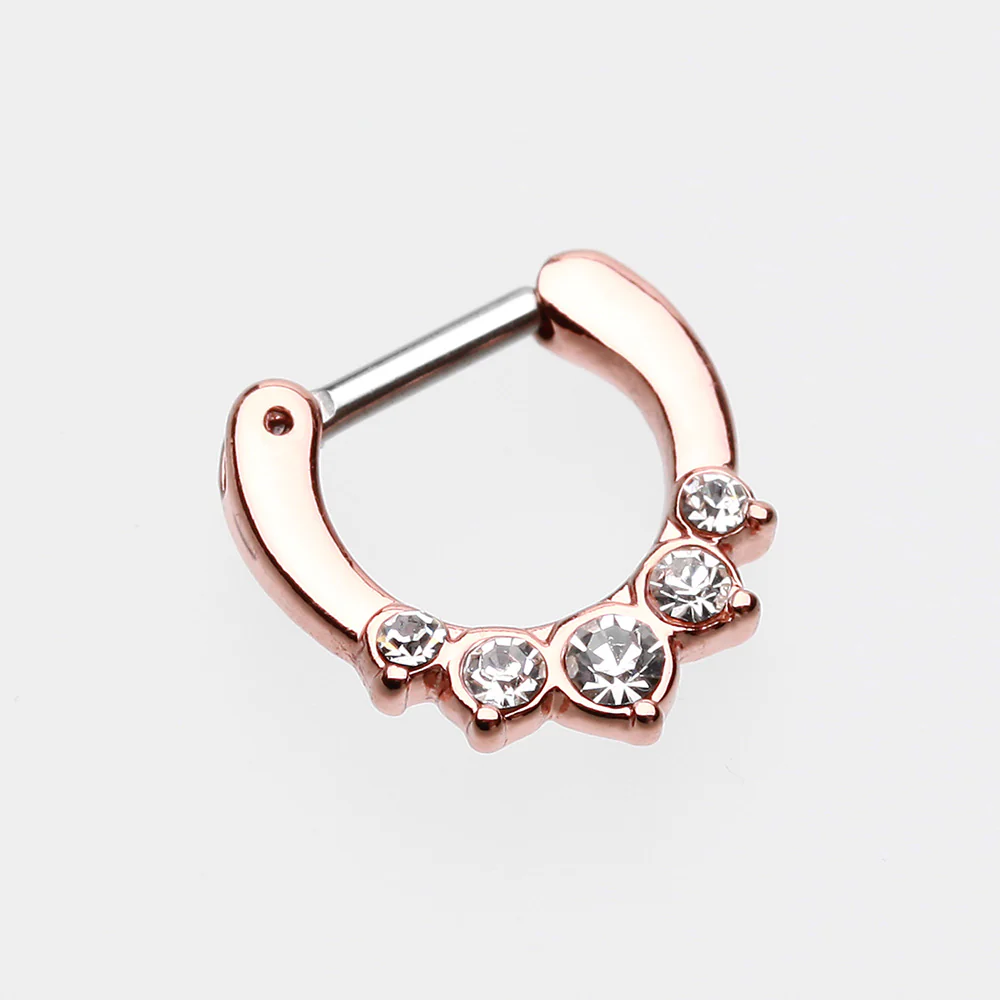 Rose Gold Multi-Gem Precia Septum Clicker - Image 3