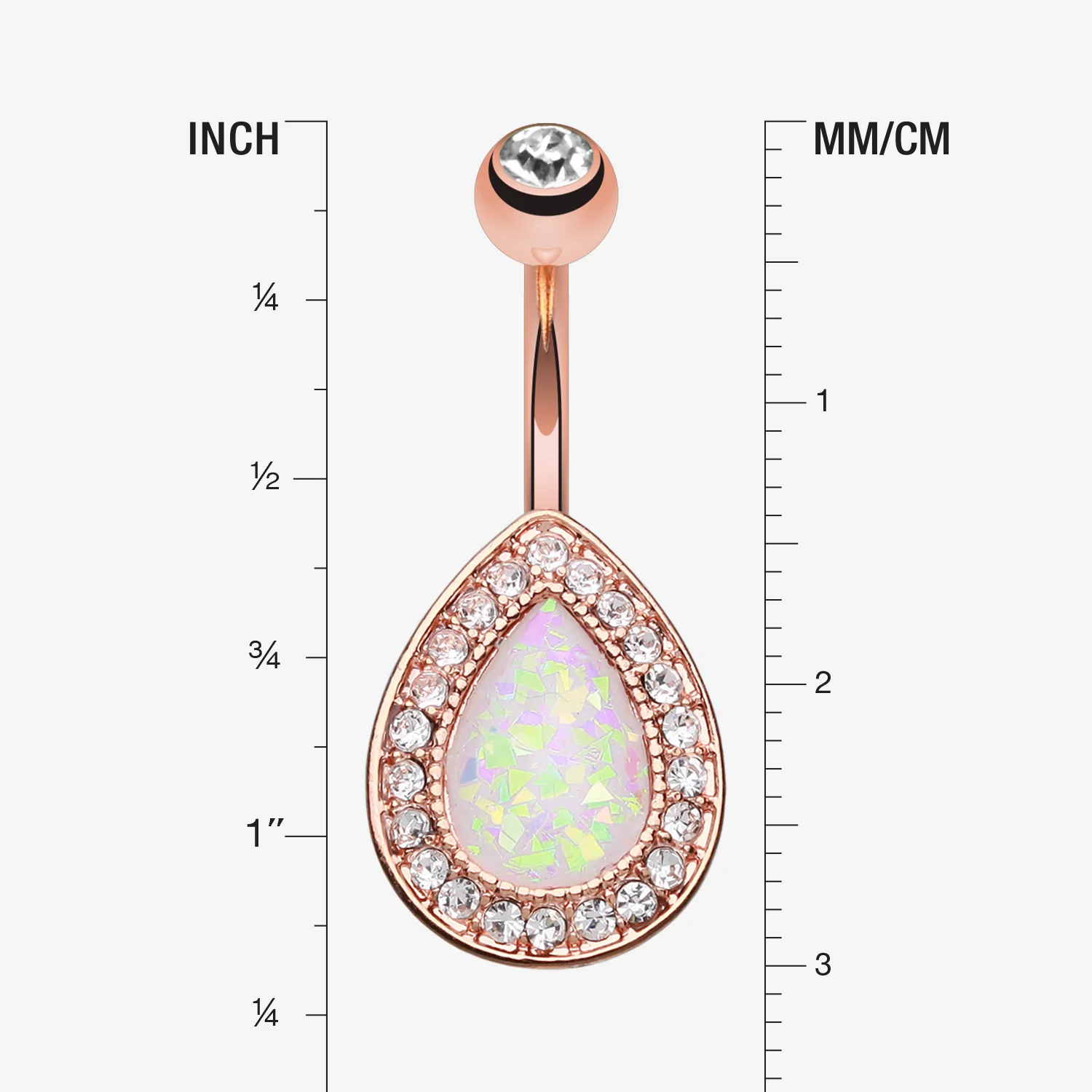 Rose Gold Opal Avice Belly Button Ring - Image 2