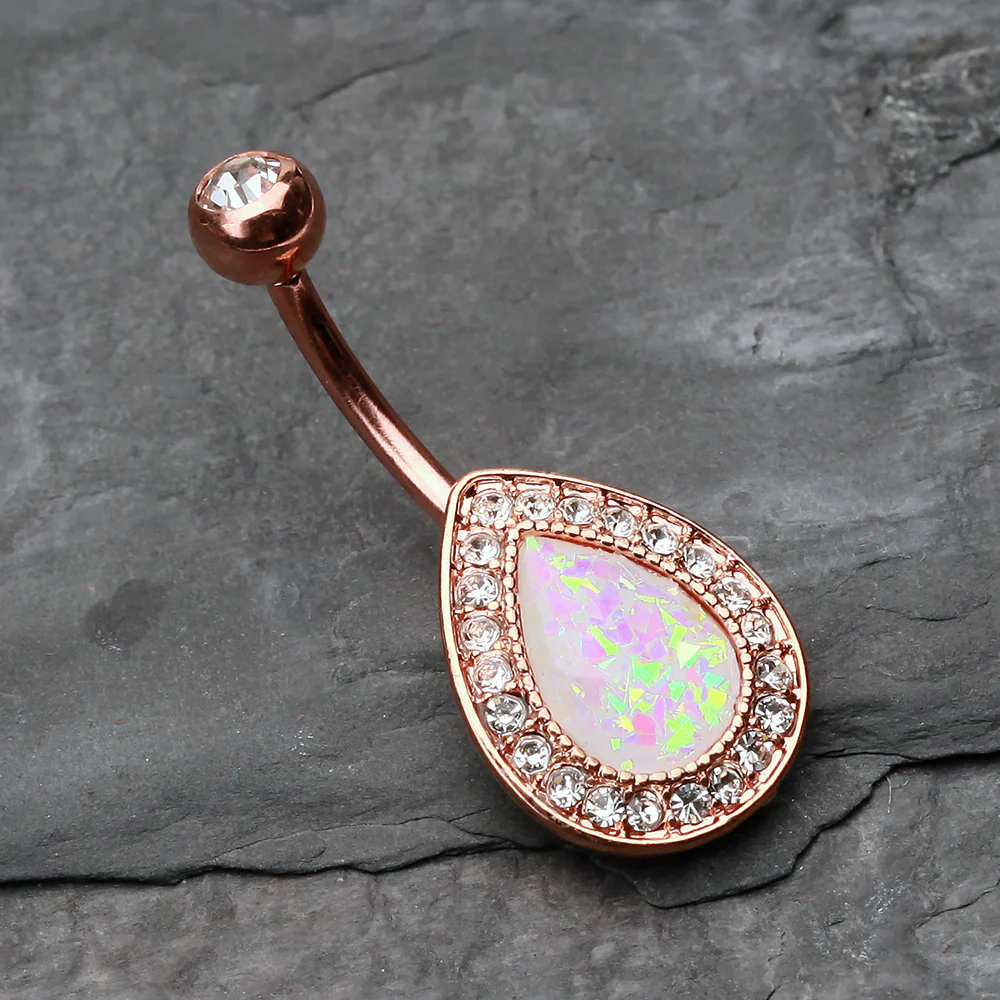 Rose Gold Opal Avice Belly Button Ring - Image 3