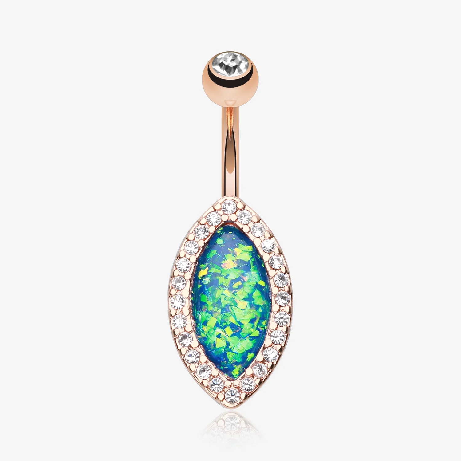 Rose Gold Opal Diamante Belly Button Ring