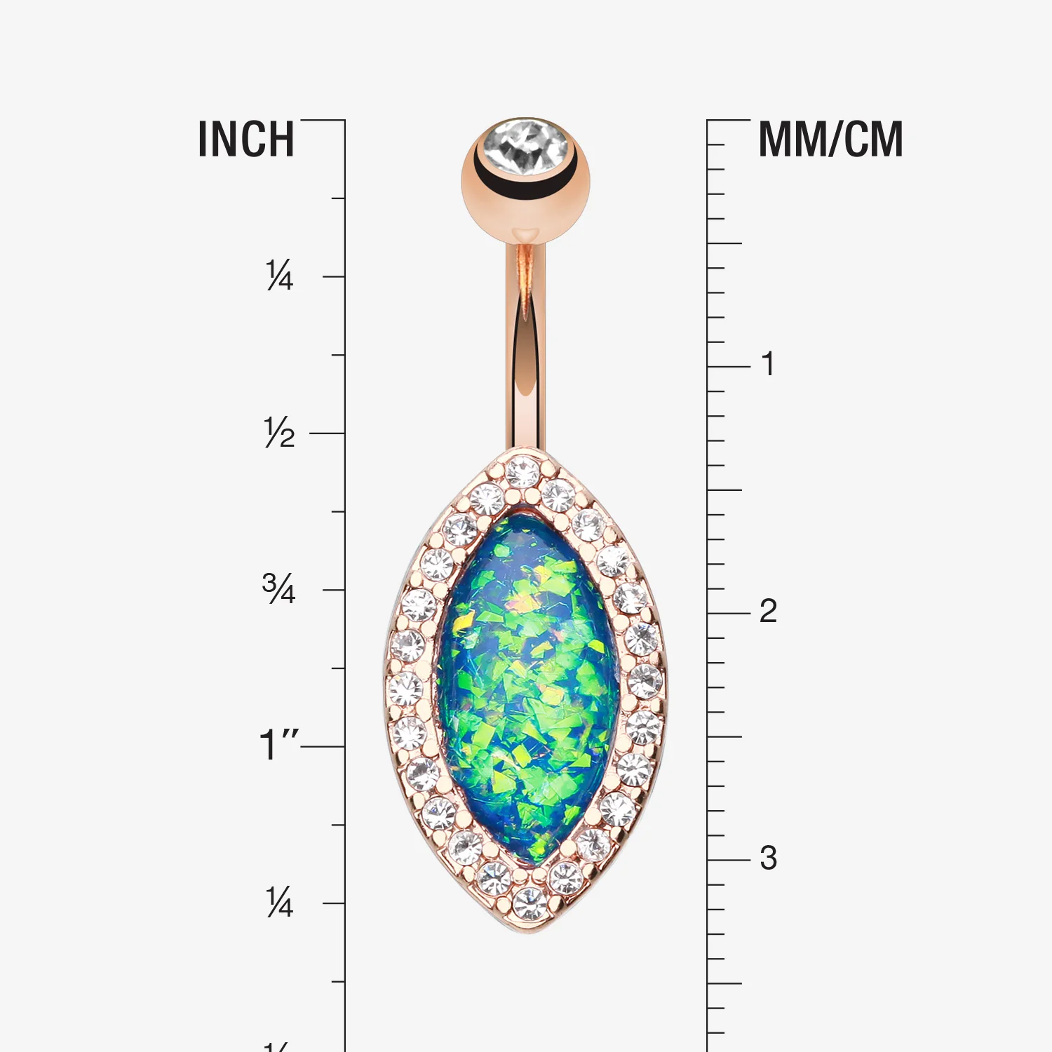 Rose Gold Opal Diamante Belly Button Ring - Image 2