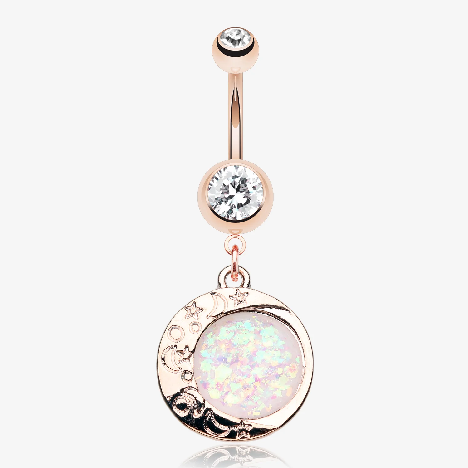 Rose Gold Opal Eclipse Moonshine Belly Button Ring
