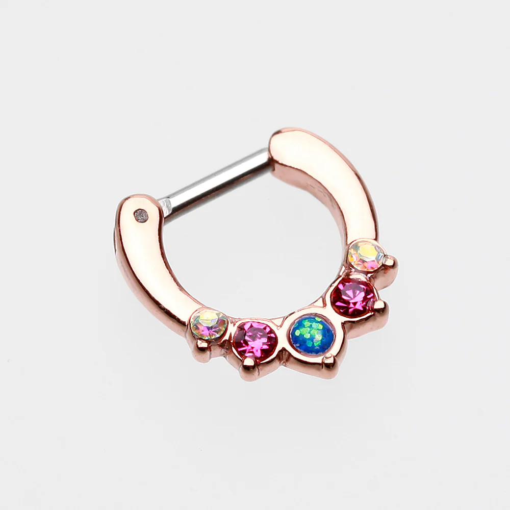 Rose Gold Opal Precia Septum Clicker - Image 3
