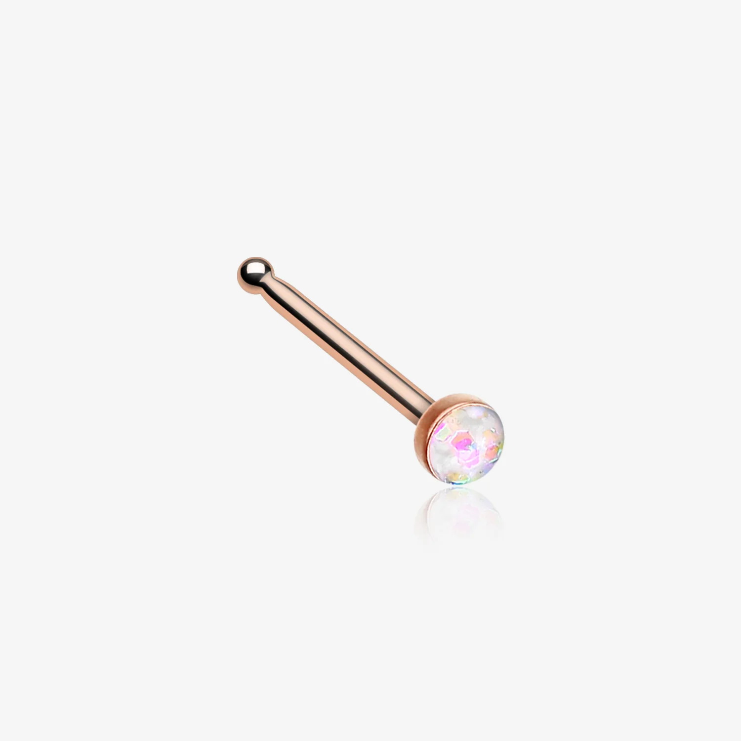 Rose Gold Opal Sparkle Nose Stud Ring