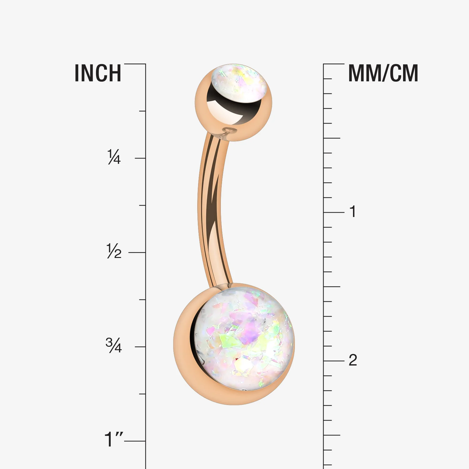 Rose Gold Opal Sparkle Shower Belly Button Ring - Image 2