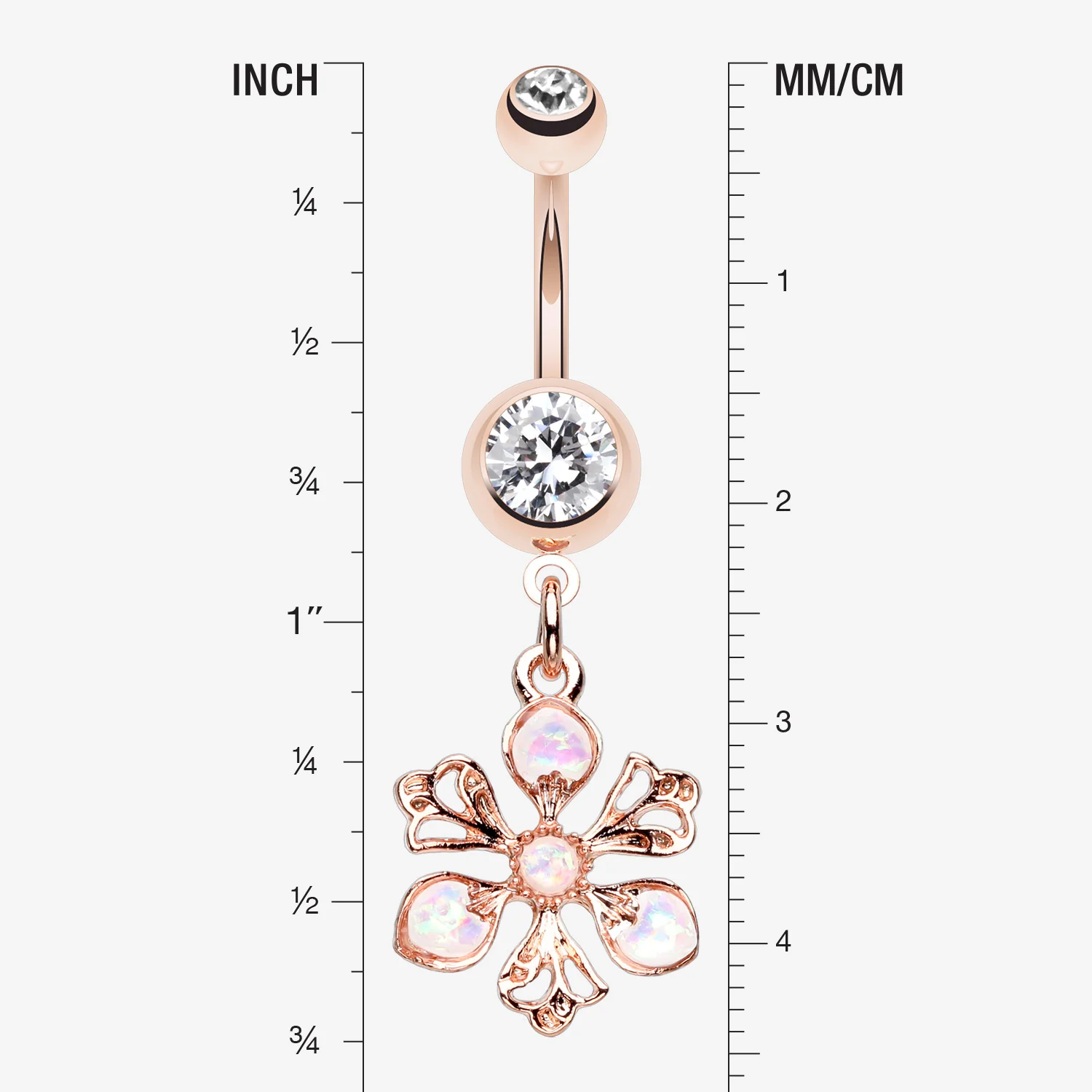 Rose Gold Opalescent Spring Wild Flower Belly Button Ring - Image 2