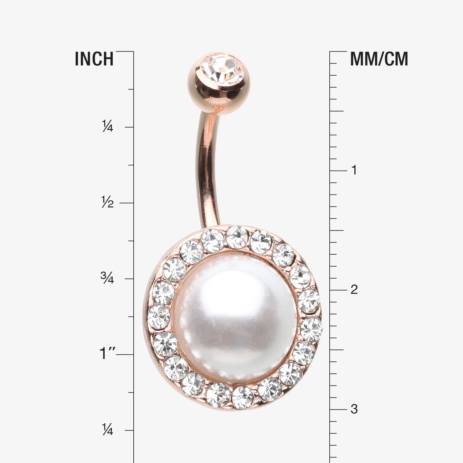 Rose Gold Pearlescent Sparkle Elegance Belly Button Ring - Image 2