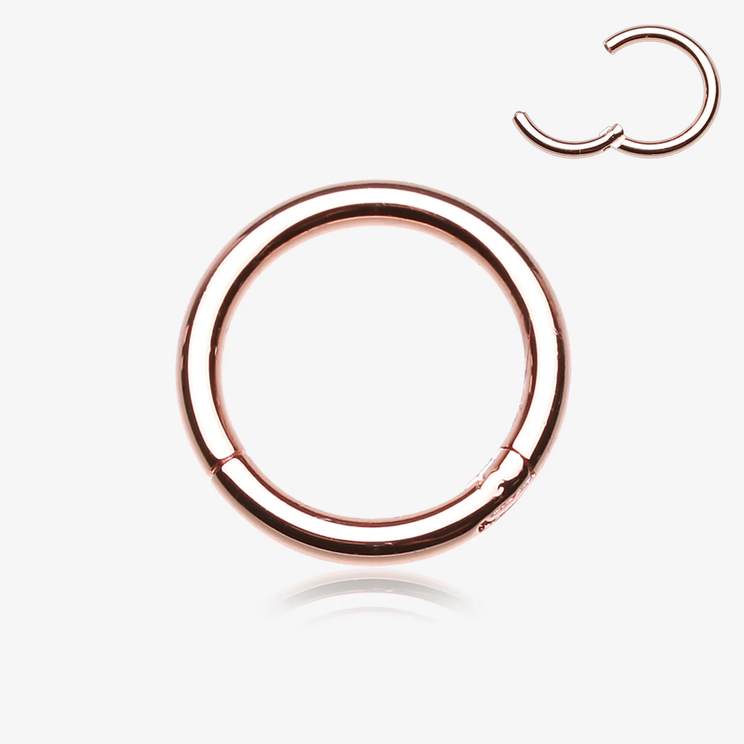Rose Gold Plated Seamless Hinged Clicker Hoop Ring - Image 2