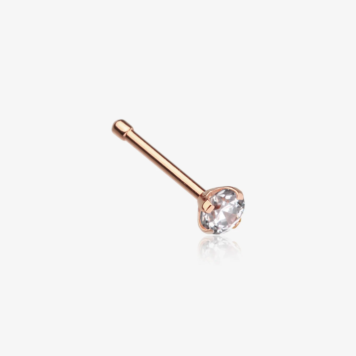 Rose Gold Prong Set Gem Top Steel Nose Stud Ring