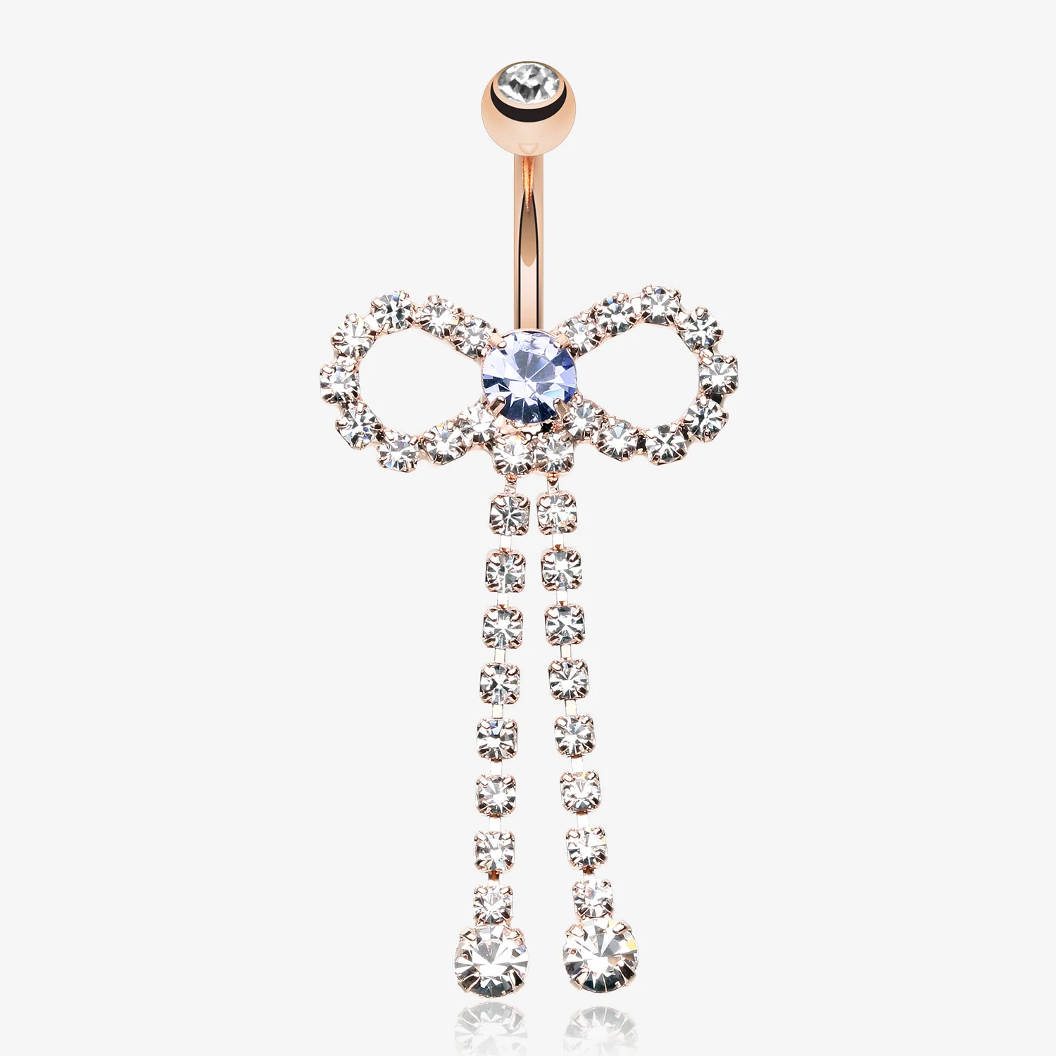 Rose Gold Radiant Sparkles Bow-Tie Belly Button Ring
