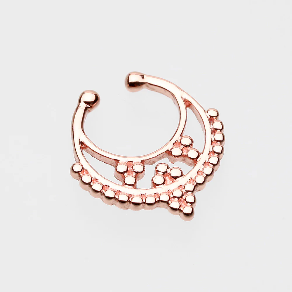 Rose Gold Royal Filigree Fake Septum Clip-On Ring - Image 3