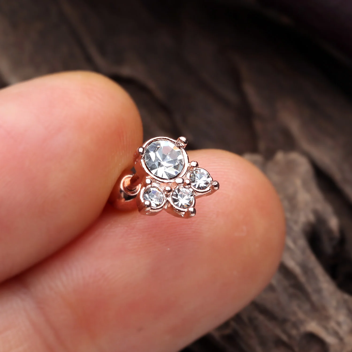 Rose Gold Royal Majestic Cartilage Tragus Earring - Image 2