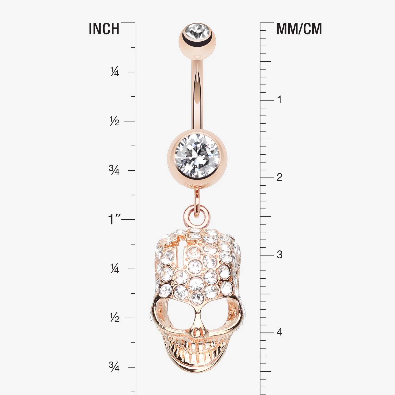 Rose Gold Skull Fury Belly Button Ring - Image 2