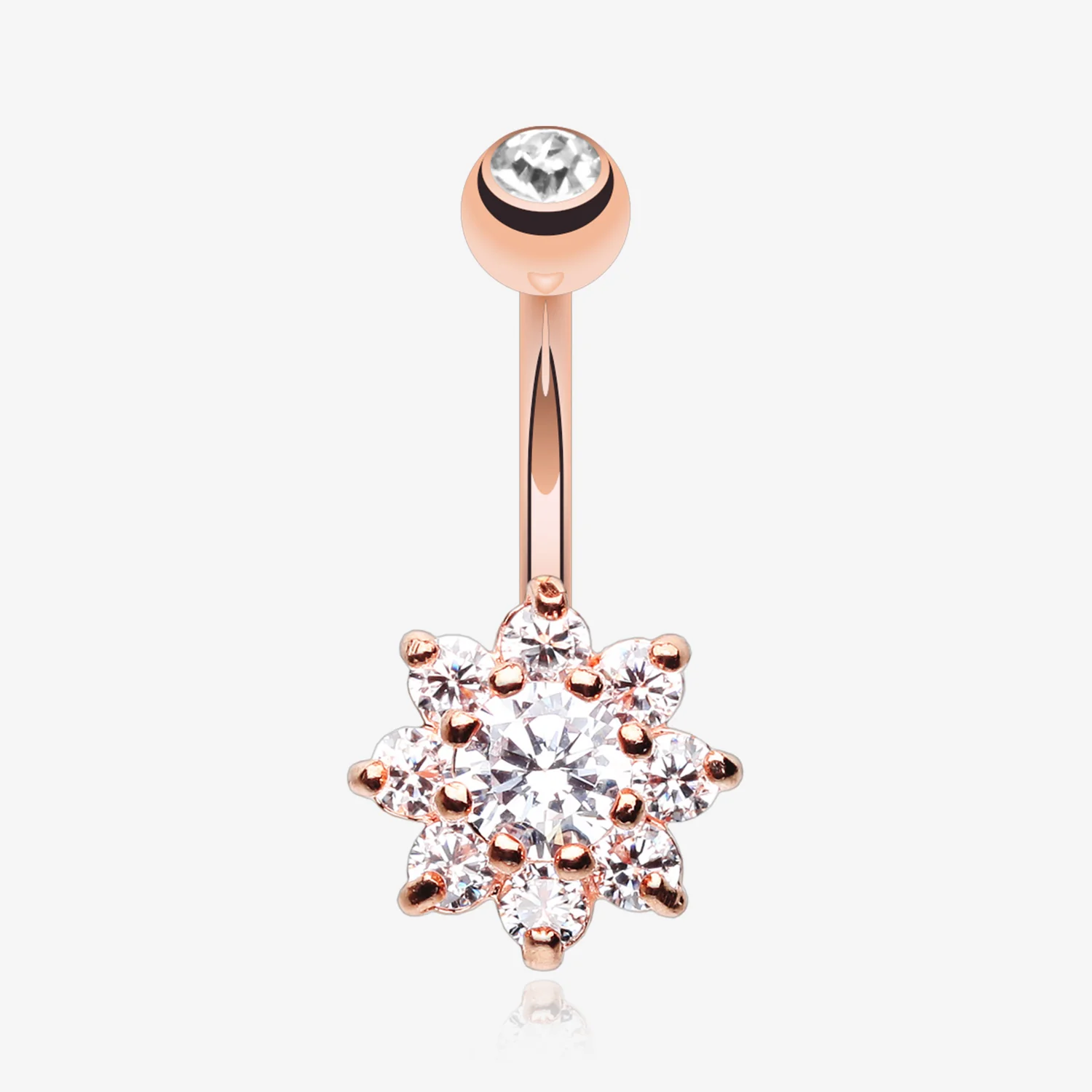 Rose Gold Spring Flower Sparkle Belly Button Ring