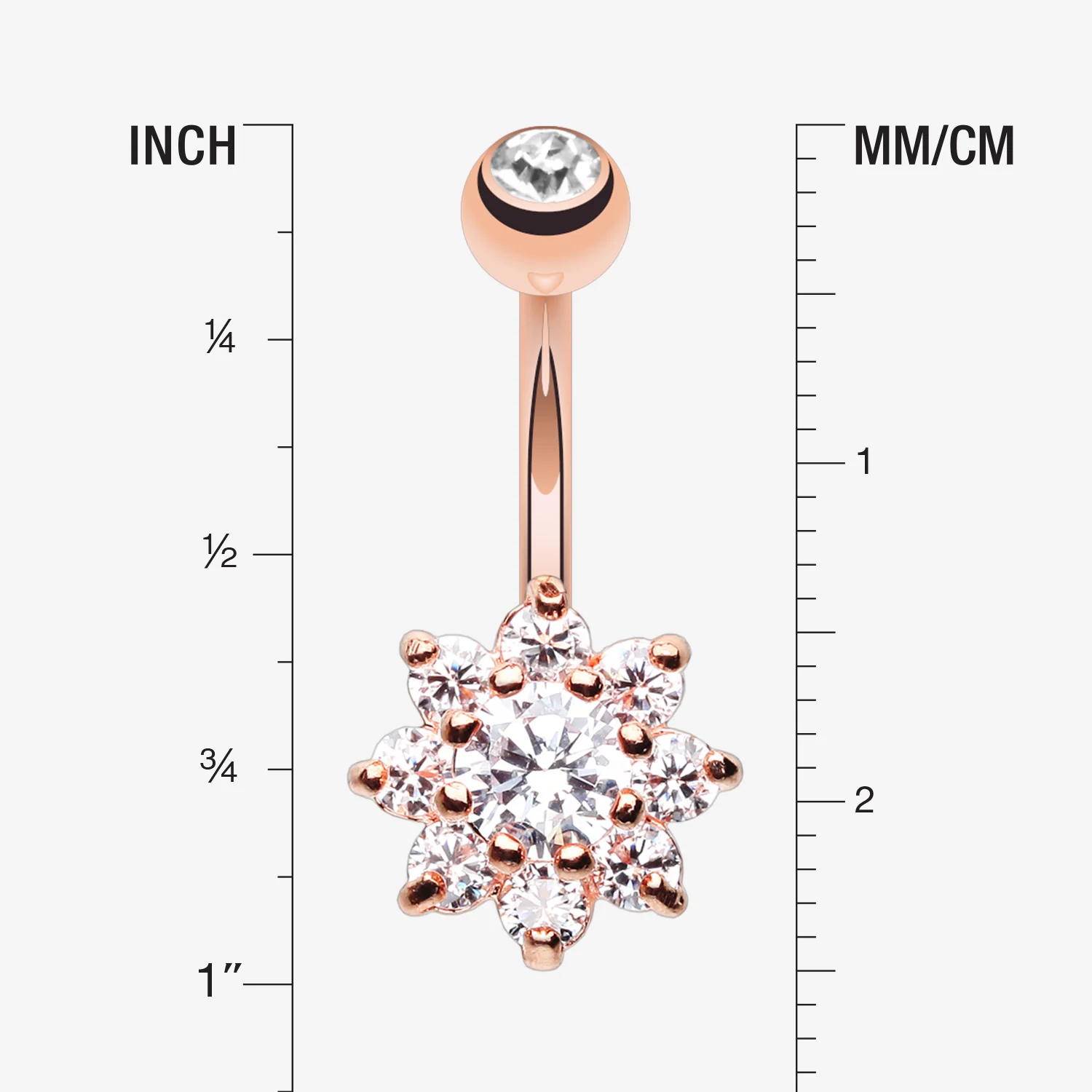 Rose Gold Spring Flower Sparkle Belly Button Ring - Image 2