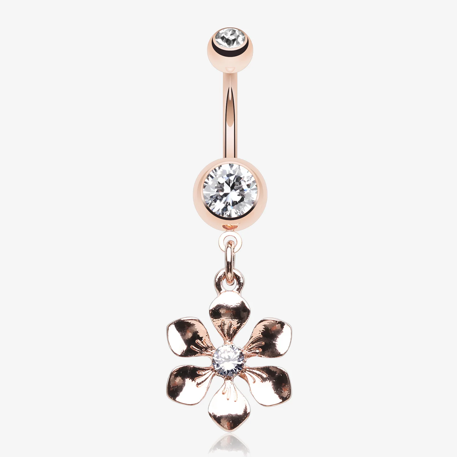 Rose Gold Spring Wild Flower Belly Button Ring