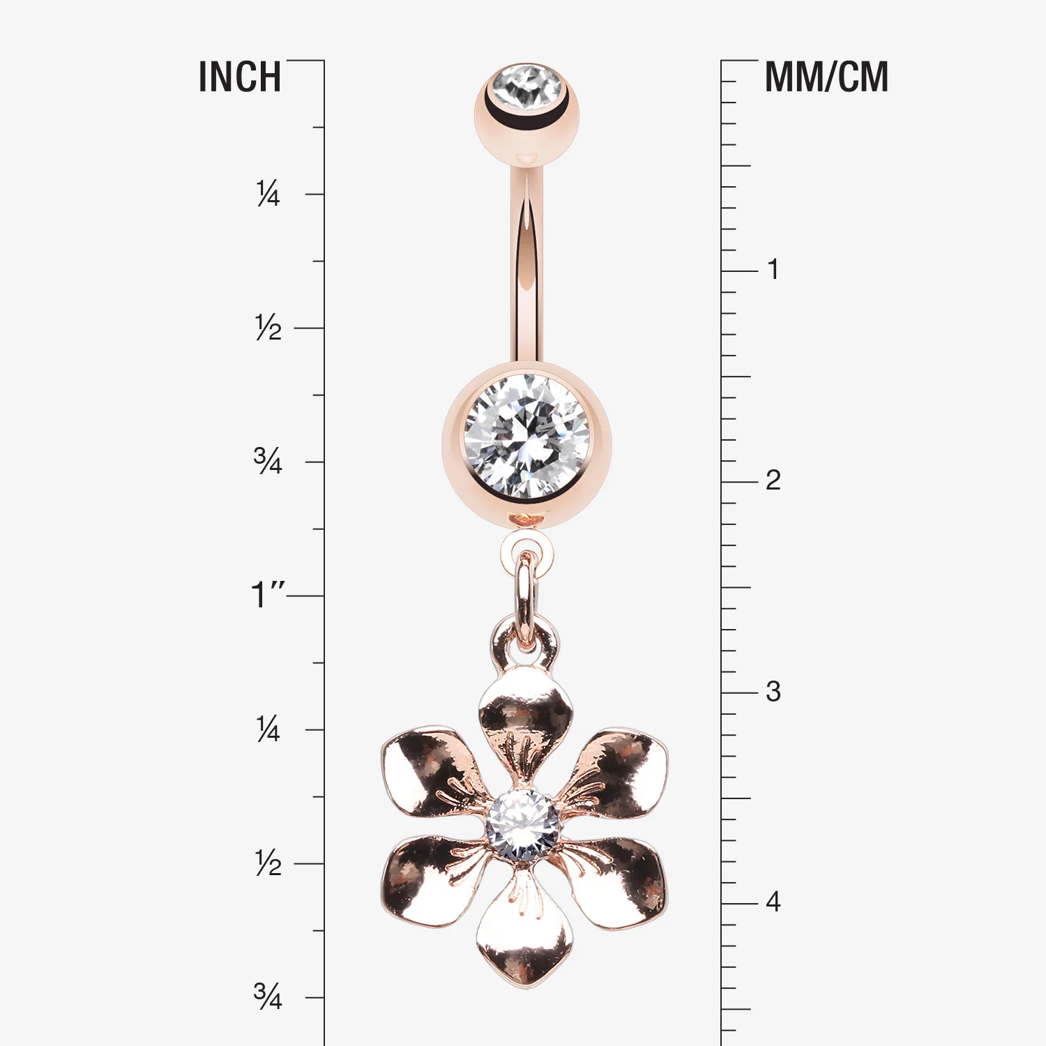 Rose Gold Spring Wild Flower Belly Button Ring - Image 2
