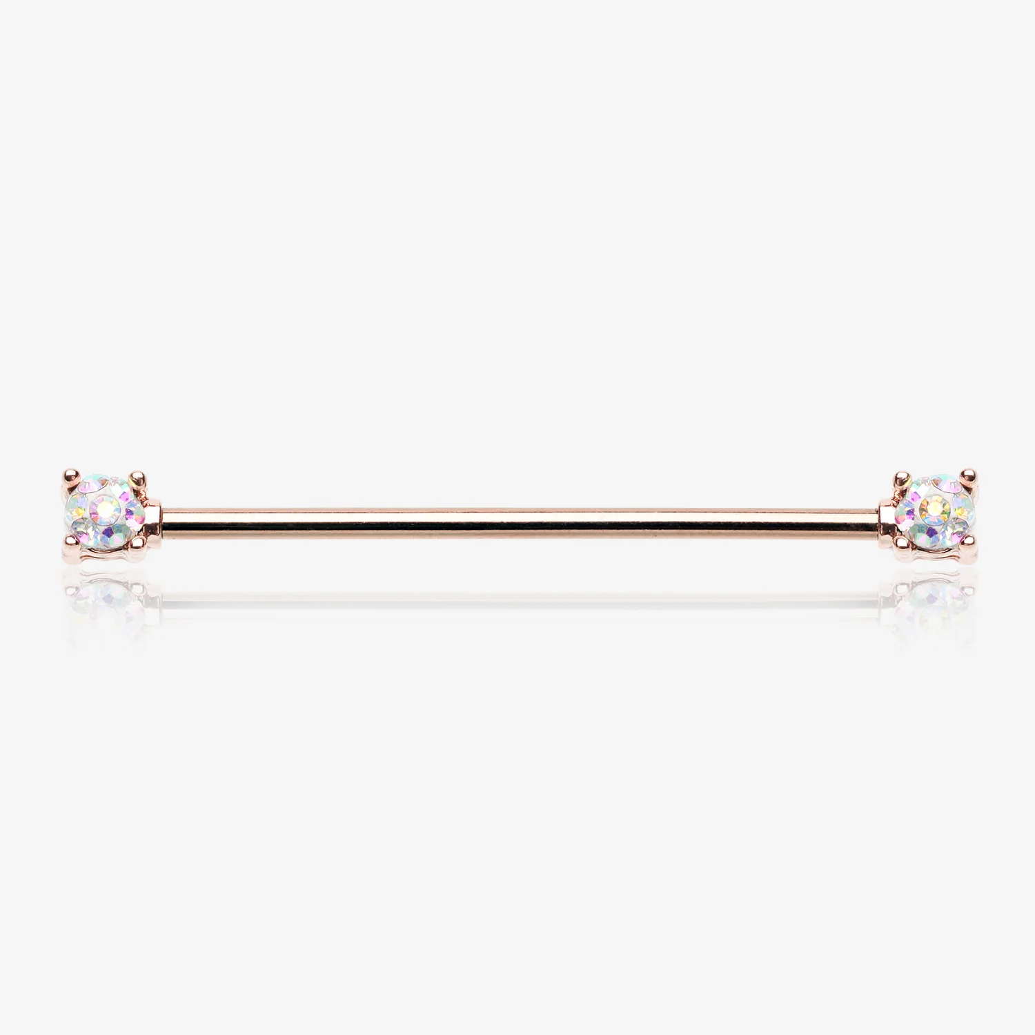 Rose Gold Sprinkle Dot Multi-Gem Sparkle Double Prong Industrial Barbell