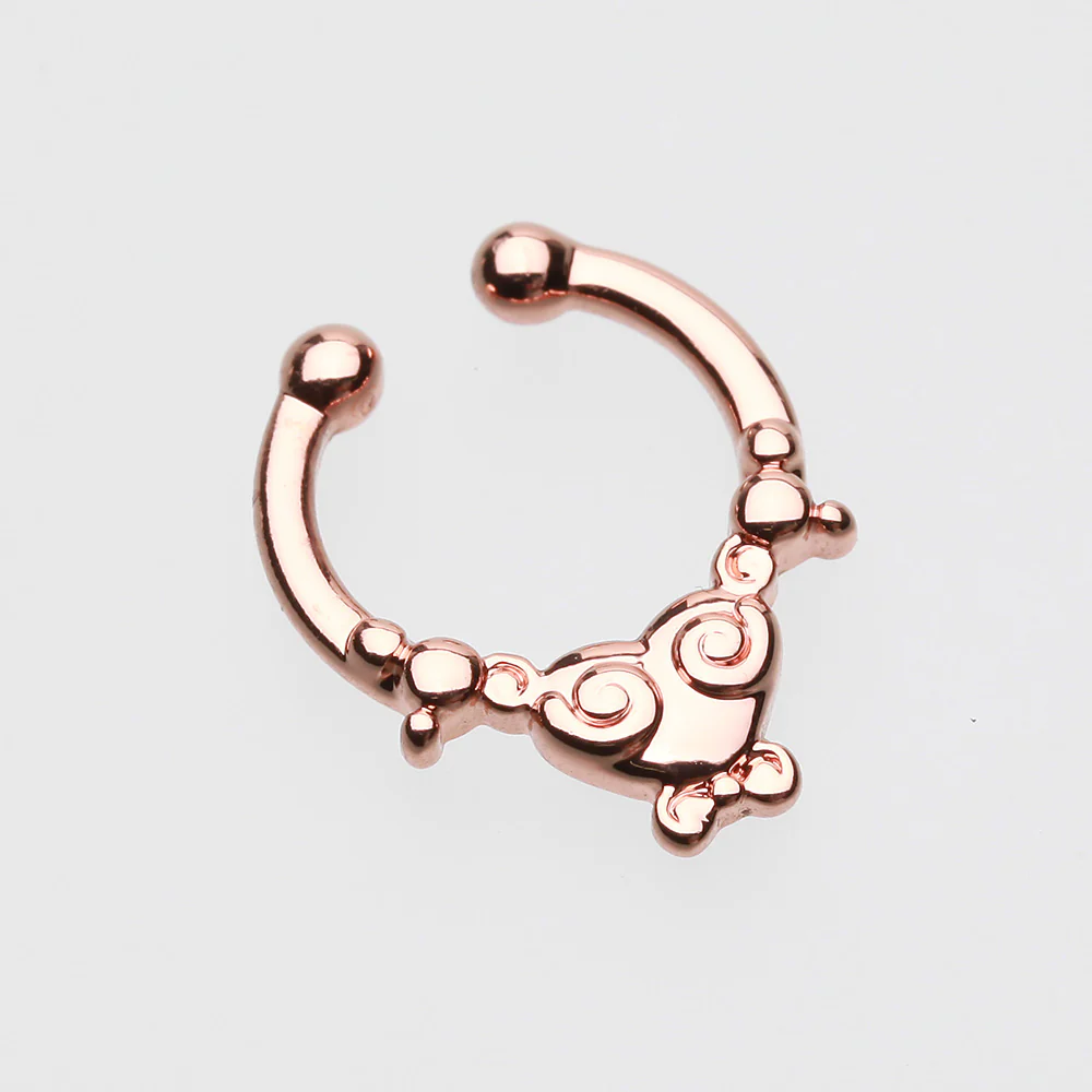 Rose Gold Tribal Saia Fake Septum Clip-On Ring - Image 3