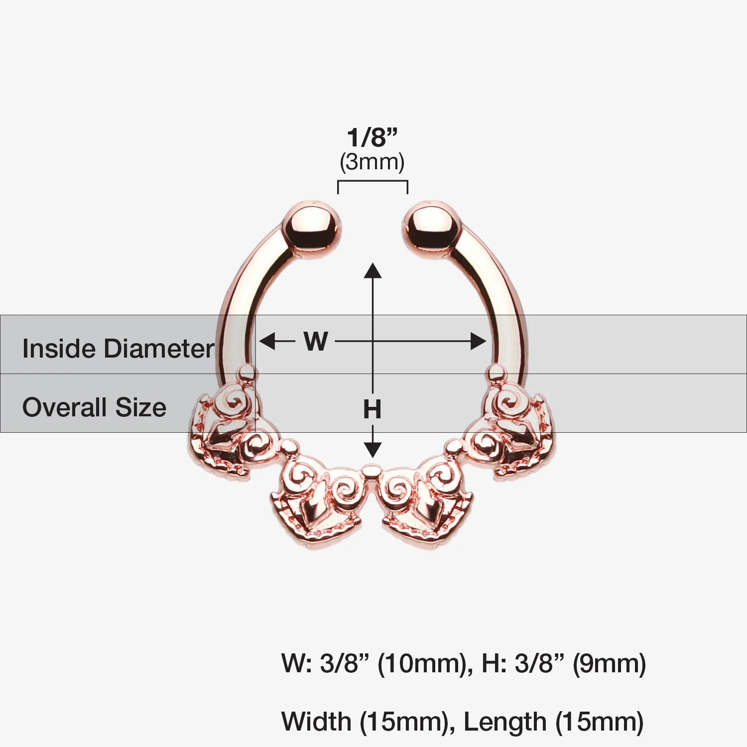 Rose Gold Tribal Tetra Fake Septum Clip-On Ring - Image 2