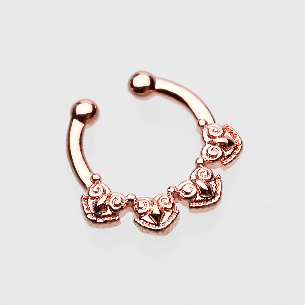 Rose Gold Tribal Tetra Fake Septum Clip-On Ring - Image 3