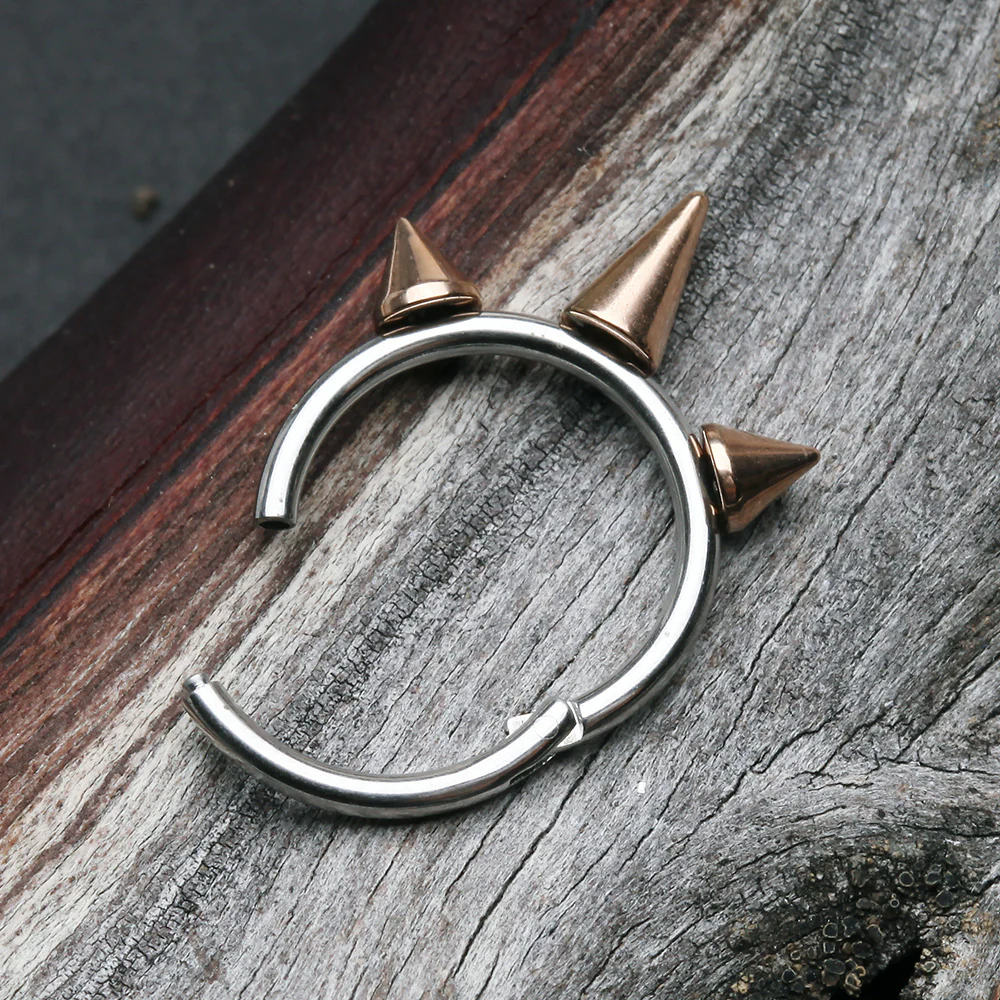 Rose Gold Triple Spikes Seamless Clicker Ring* - Image 4