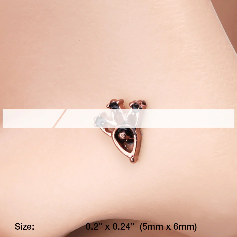 Rose Gold Victoria Trident Icon L-Shaped Nose Ring - Image 3