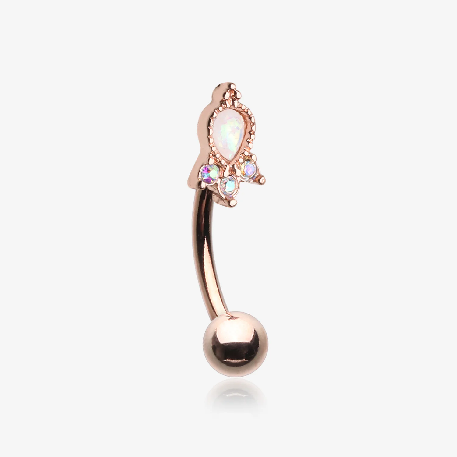 Rose Gold Victorian Adorn Opalescent Sparkle Curved Barbell