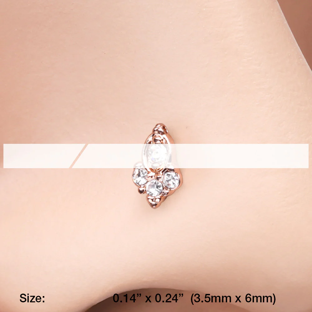 Rose Gold Victorian Elegance Sparkle Nose Stud Ring - Image 3