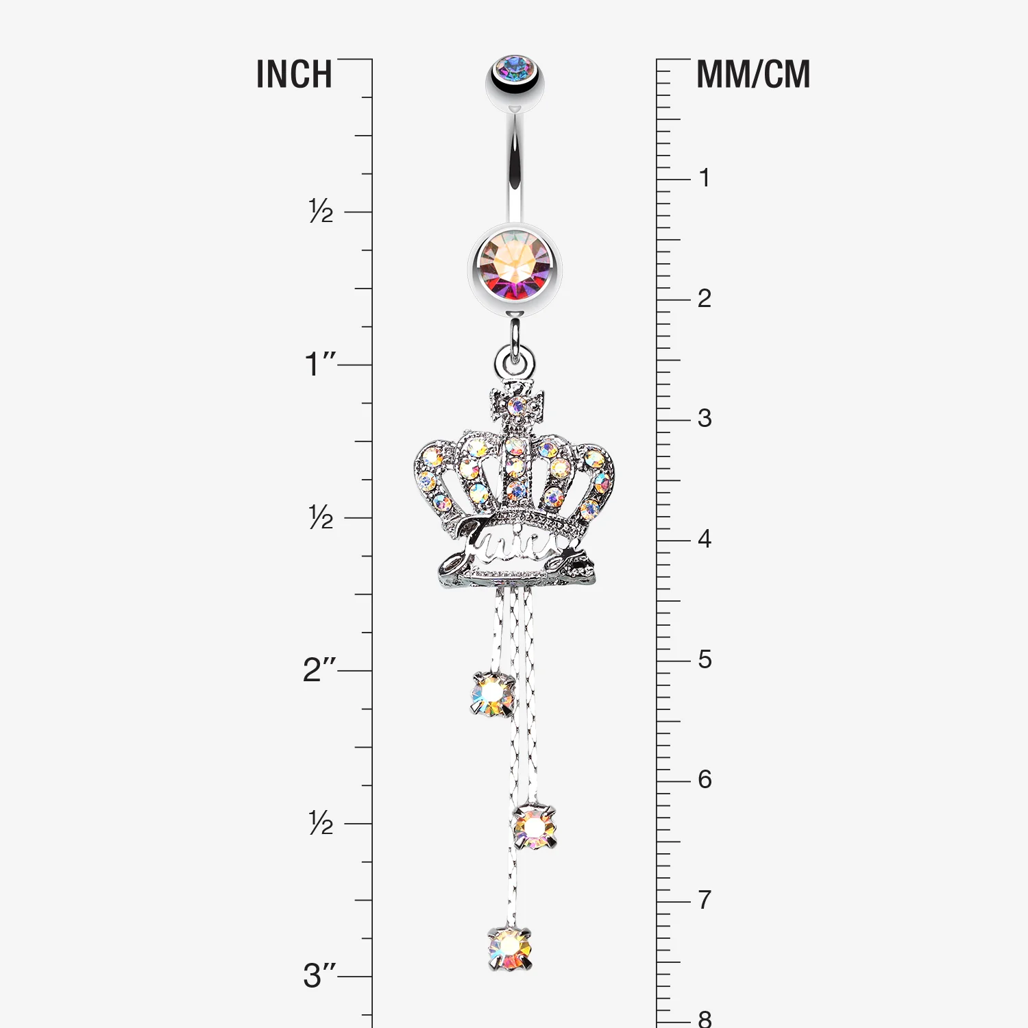 Royal Crown Sparkle Belly Ring - Image 2