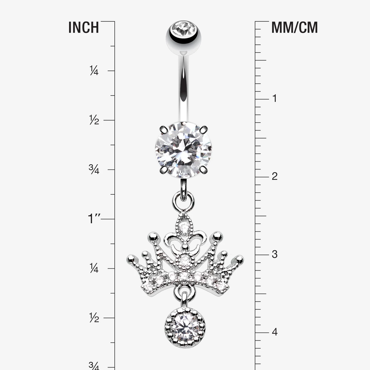 Royal Princess Crown Sparkle Belly Button Ring - Image 2